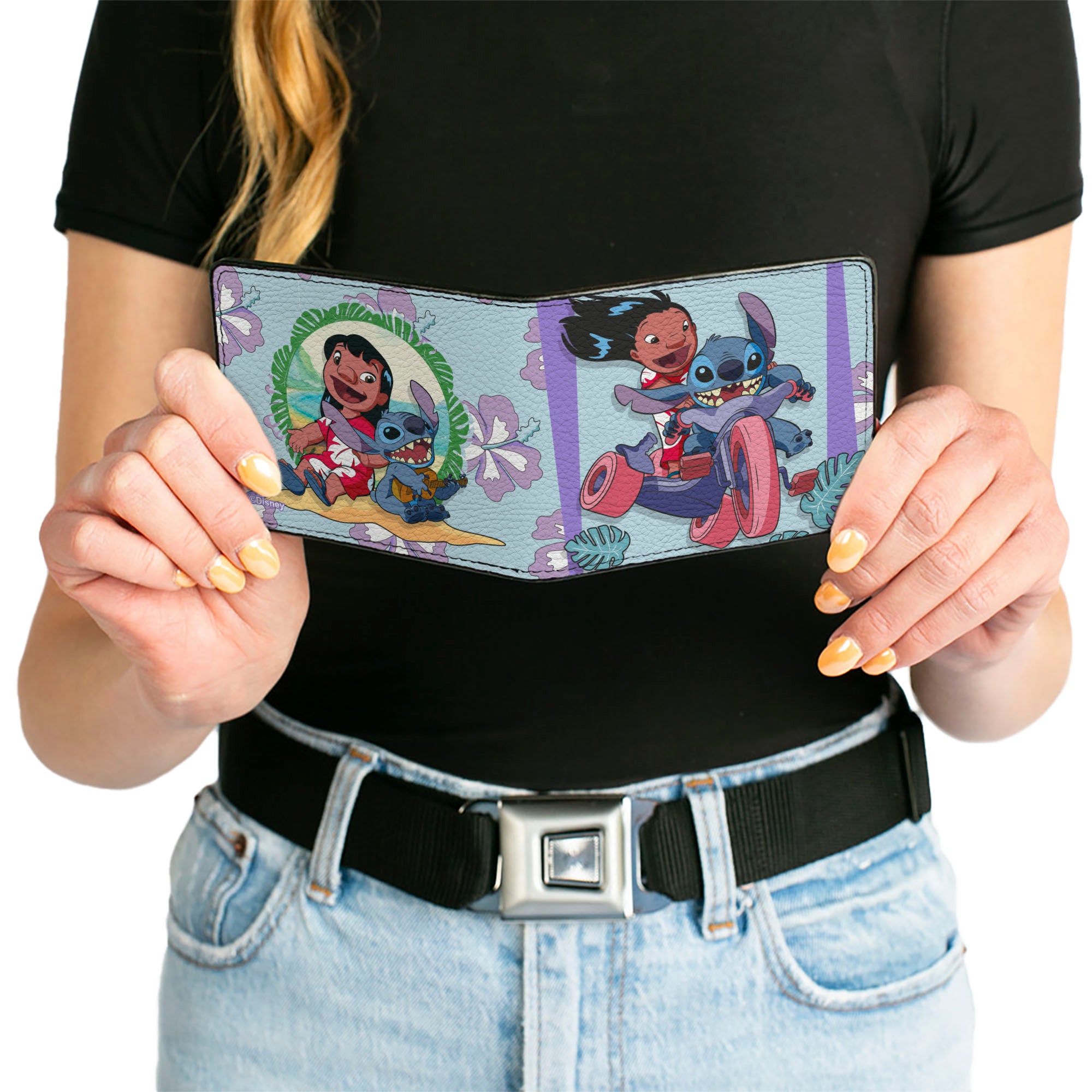 Bi-Fold Wallet - Lilo & Stitch Big Wheel and Singing Poses Blues/Lavender Bi-Fold Wallets Disney
