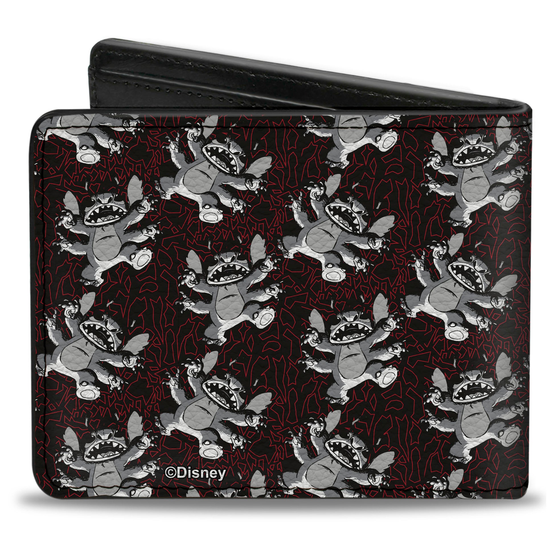 Bi-Fold Wallet - Alien Stitch Poses Scattered Black/Red/Grays Bi-Fold Wallets Lilo and Stitch