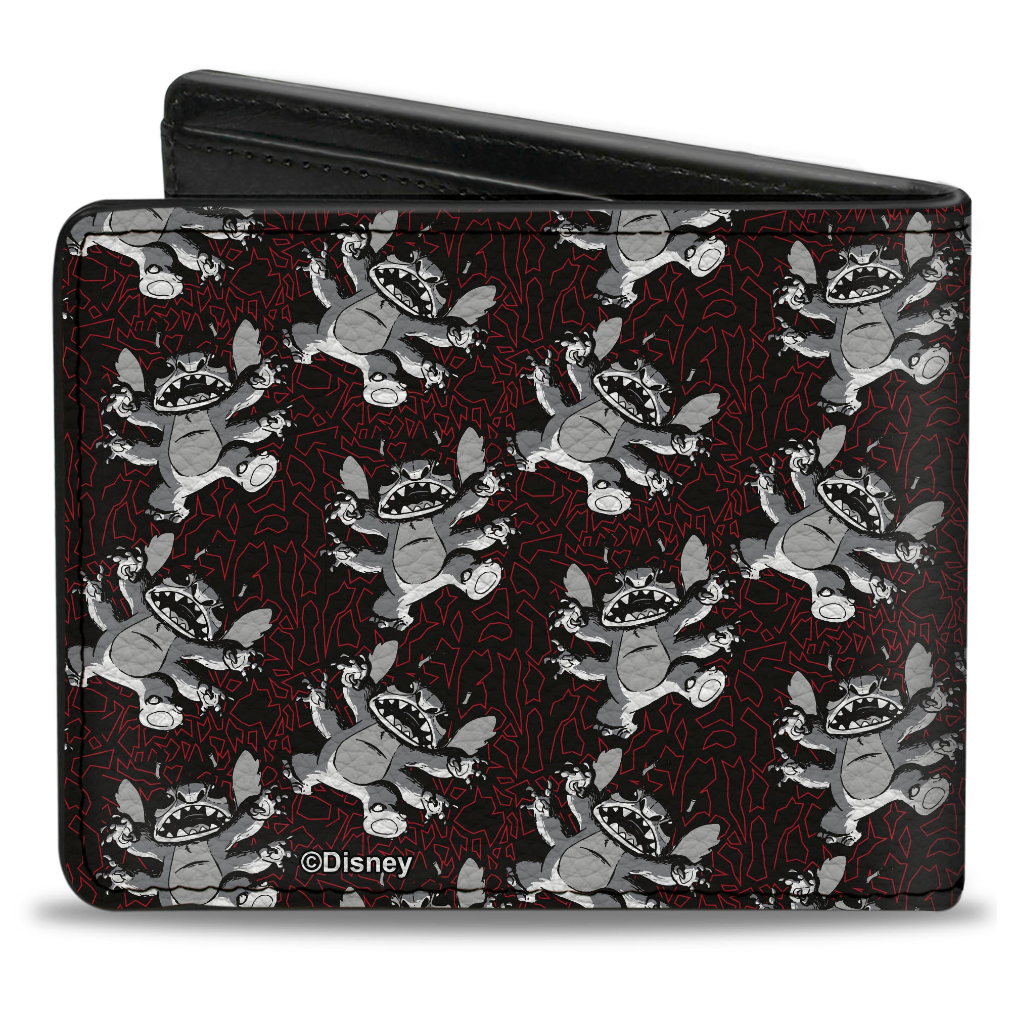 Bi-Fold Wallet - Alien Stitch Poses Scattered Black/Red/Grays Bi-Fold Wallets Lilo and Stitch