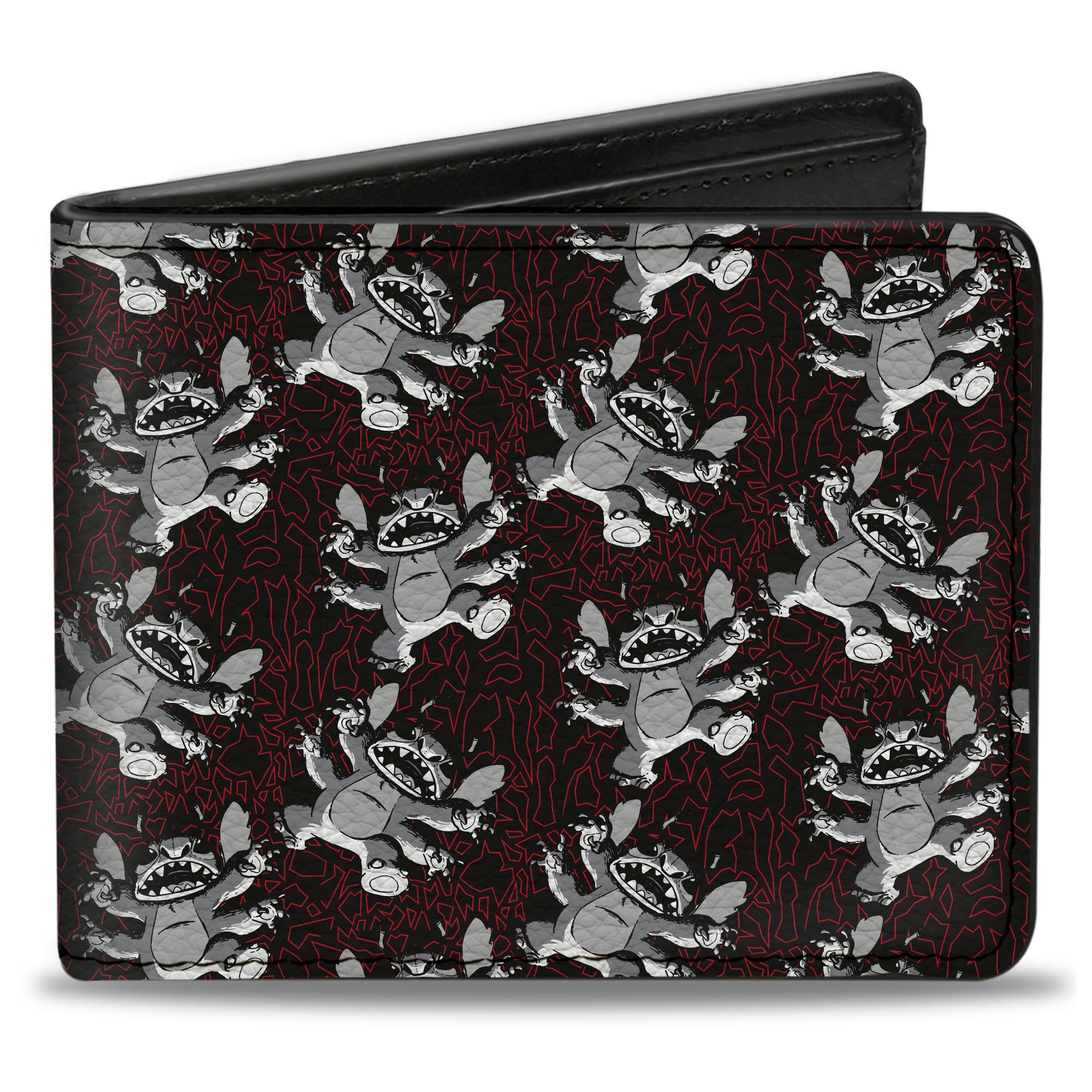 Bi-Fold Wallet - Alien Stitch Poses Scattered Black/Red/Grays Bi-Fold Wallets Lilo and Stitch