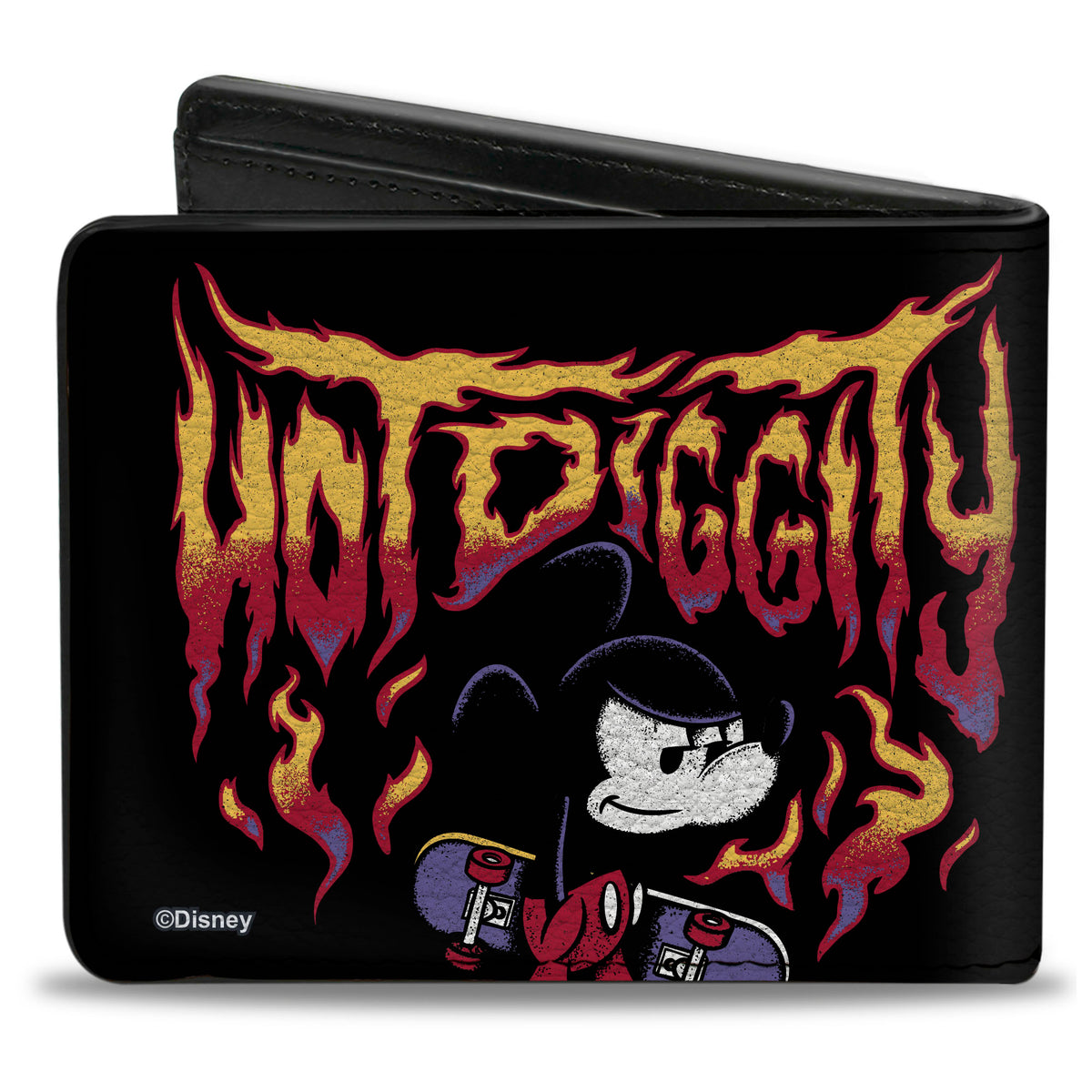 Bi-Fold Wallet - Mickey Mouse Flaming HOT DIGGITY Pose Black/Multi Color Bi-Fold Wallets Disney