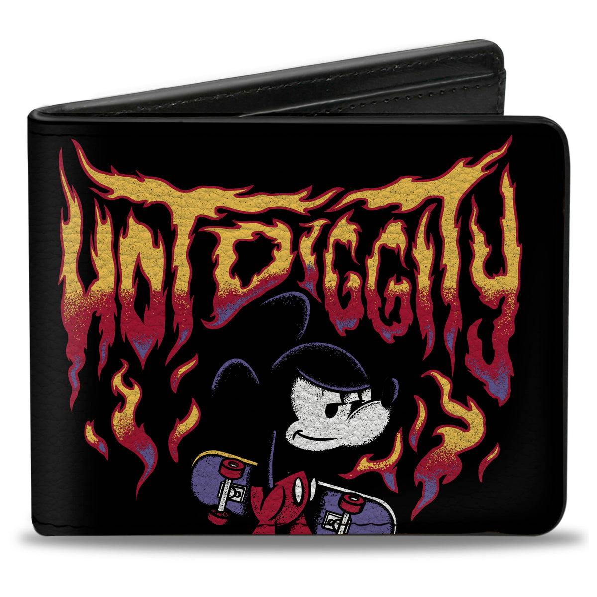 Bi-Fold Wallet - Mickey Mouse Flaming HOT DIGGITY Pose Black/Multi Color Bi-Fold Wallets Disney