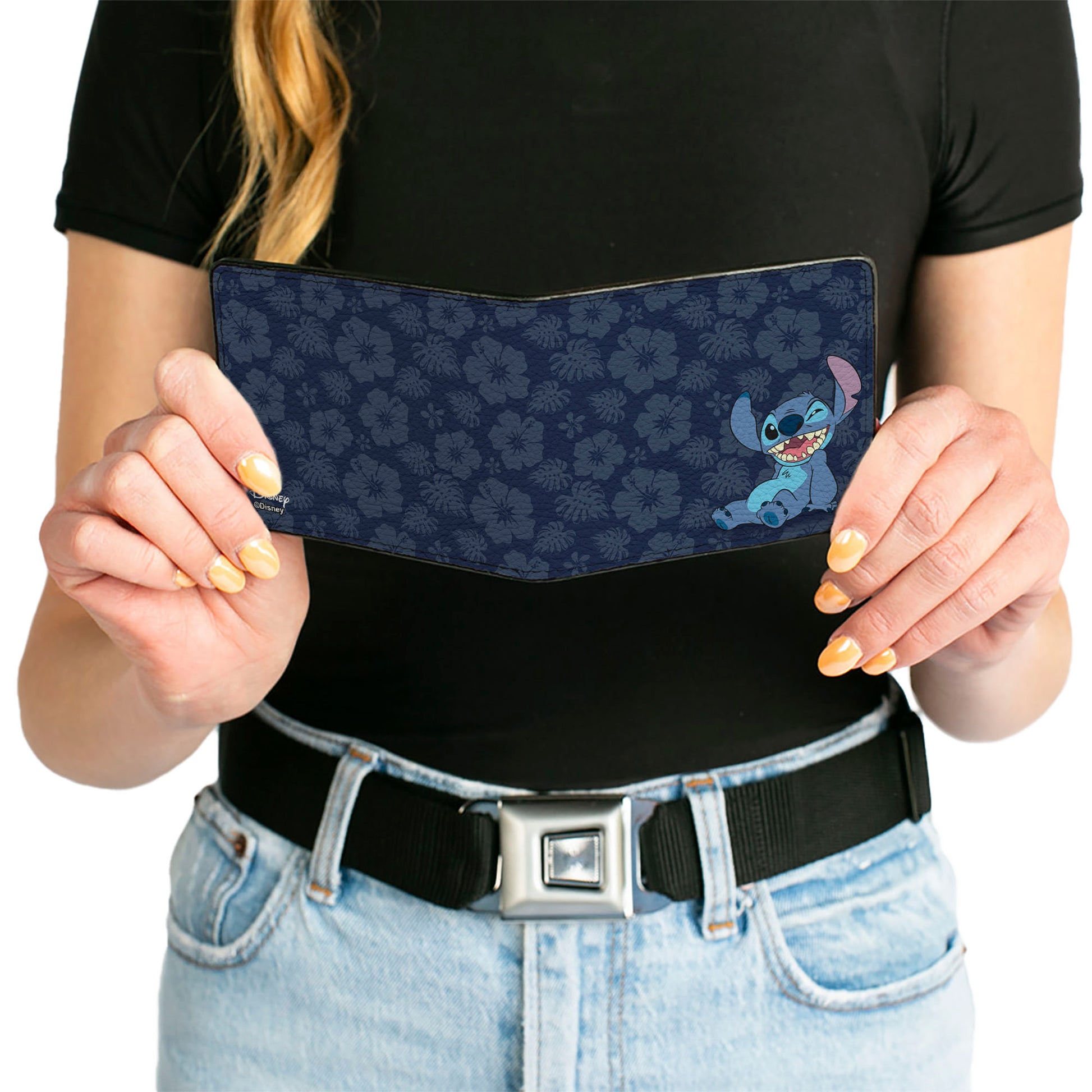 Bi-Fold Wallet - Stitch Winking Pose/Tropical Flora Blues Bi-Fold Wallets Disney