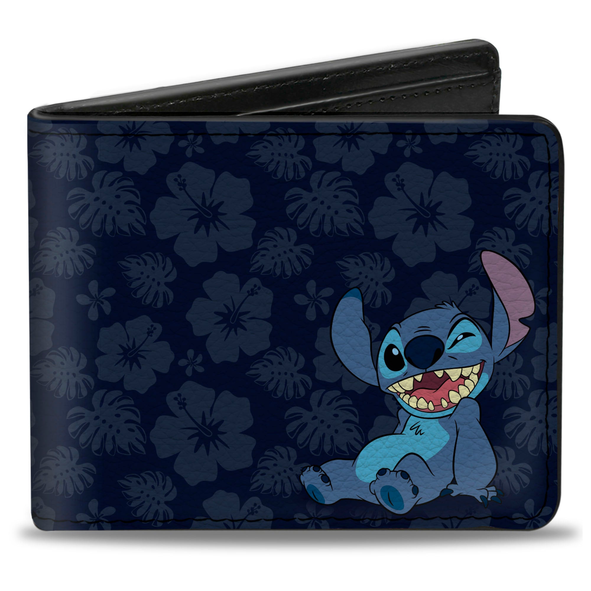 Bi-Fold Wallet - Stitch Winking Pose/Tropical Flora Blues Bi-Fold Wallets Disney