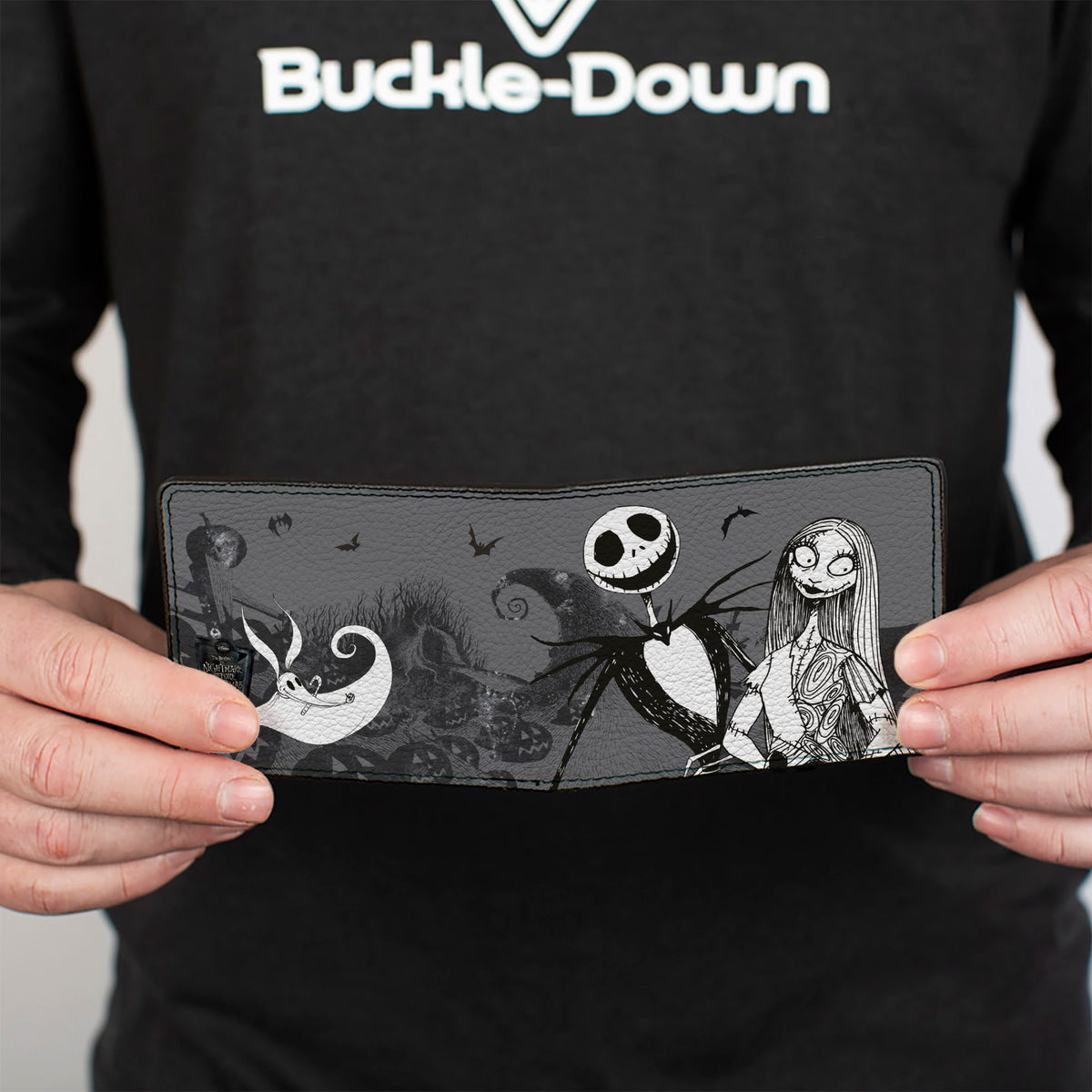 Bi-Fold Wallet - Nightmare Before Christmas Jack & Sally Pose + Zero Cemetery Scene Grays