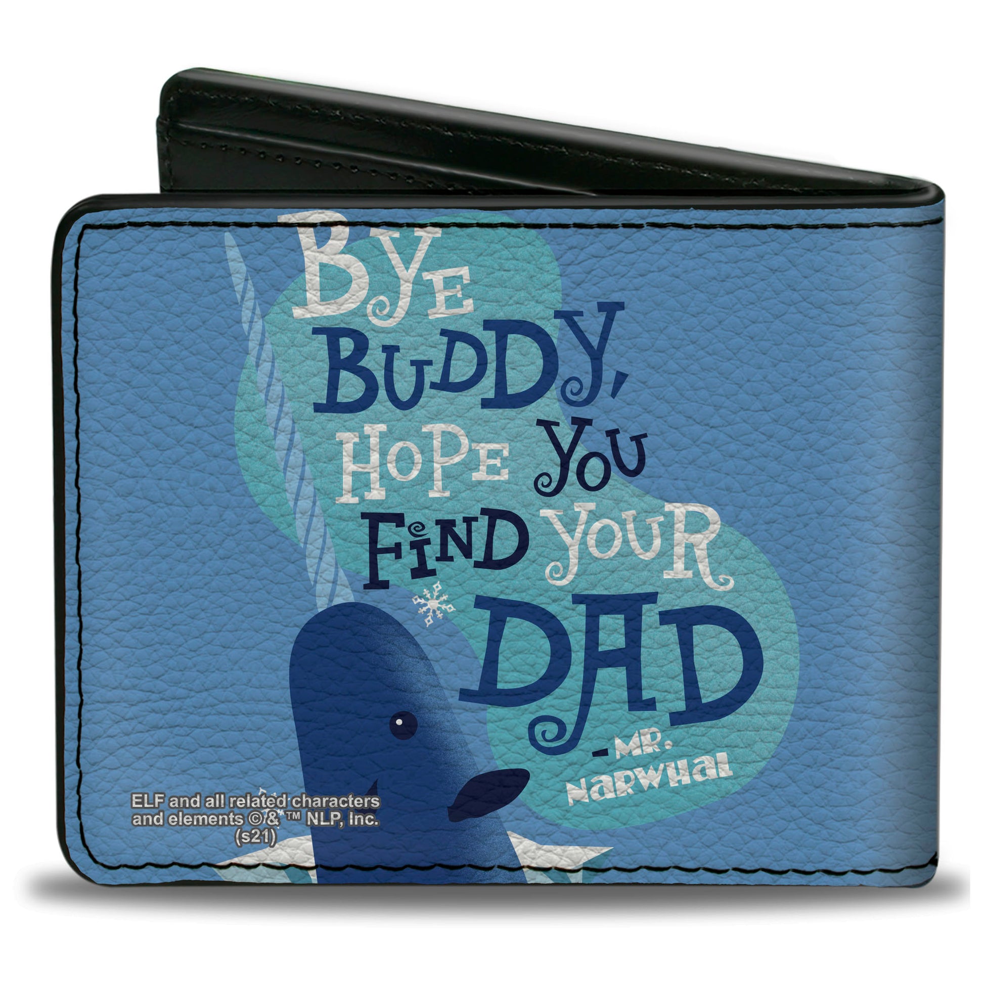 Bi-Fold Wallet - Elf Quote BYE BUDDY MR. NARWAHL Quote Blues White Bi-Fold Wallets Elf