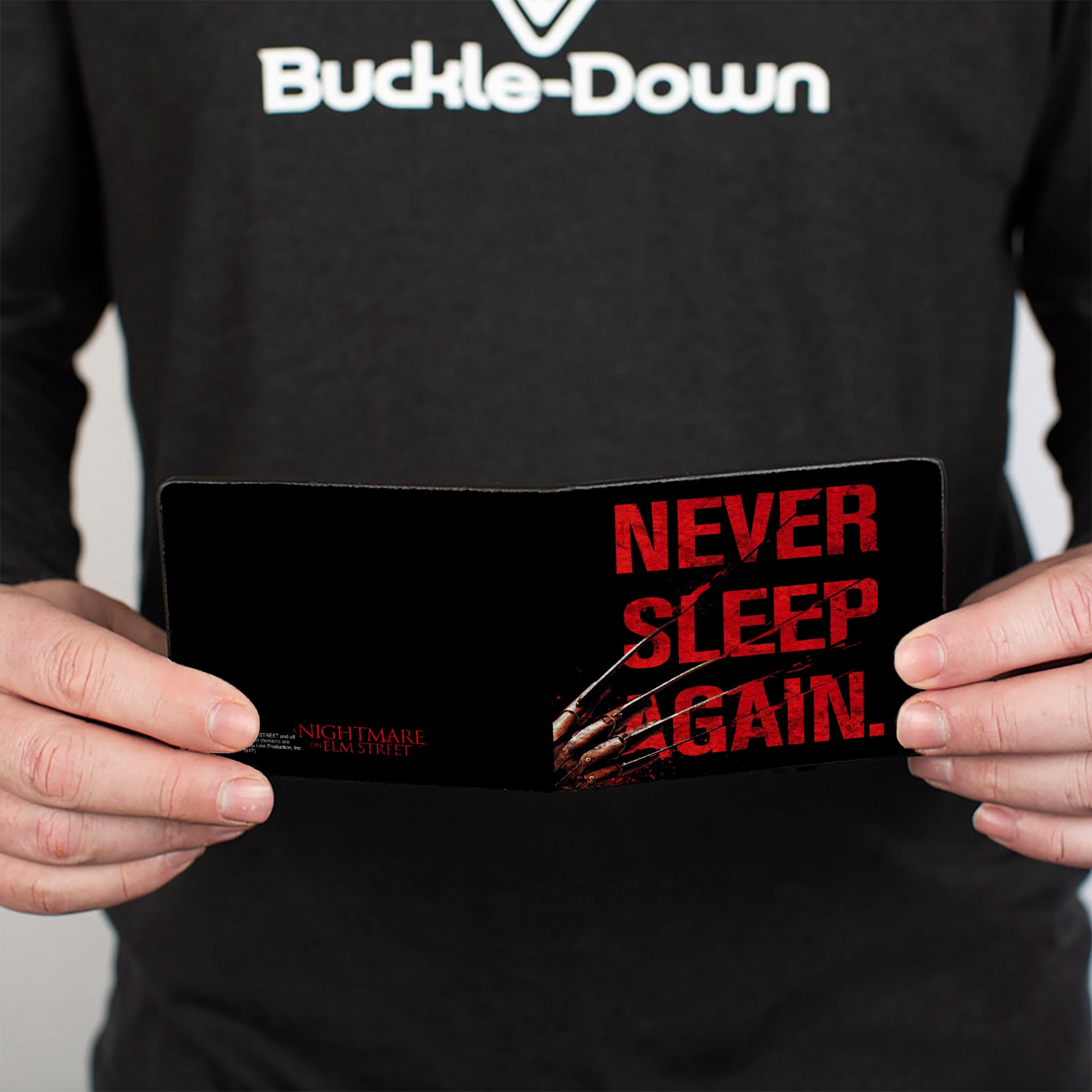 Bi-Fold Wallet - Freddy's Hand NEVER SLEEP AGAIN + A NIGHTMARE ON ELM STREET Black Red Bi-Fold Wallets A Nightmare on Elm Street