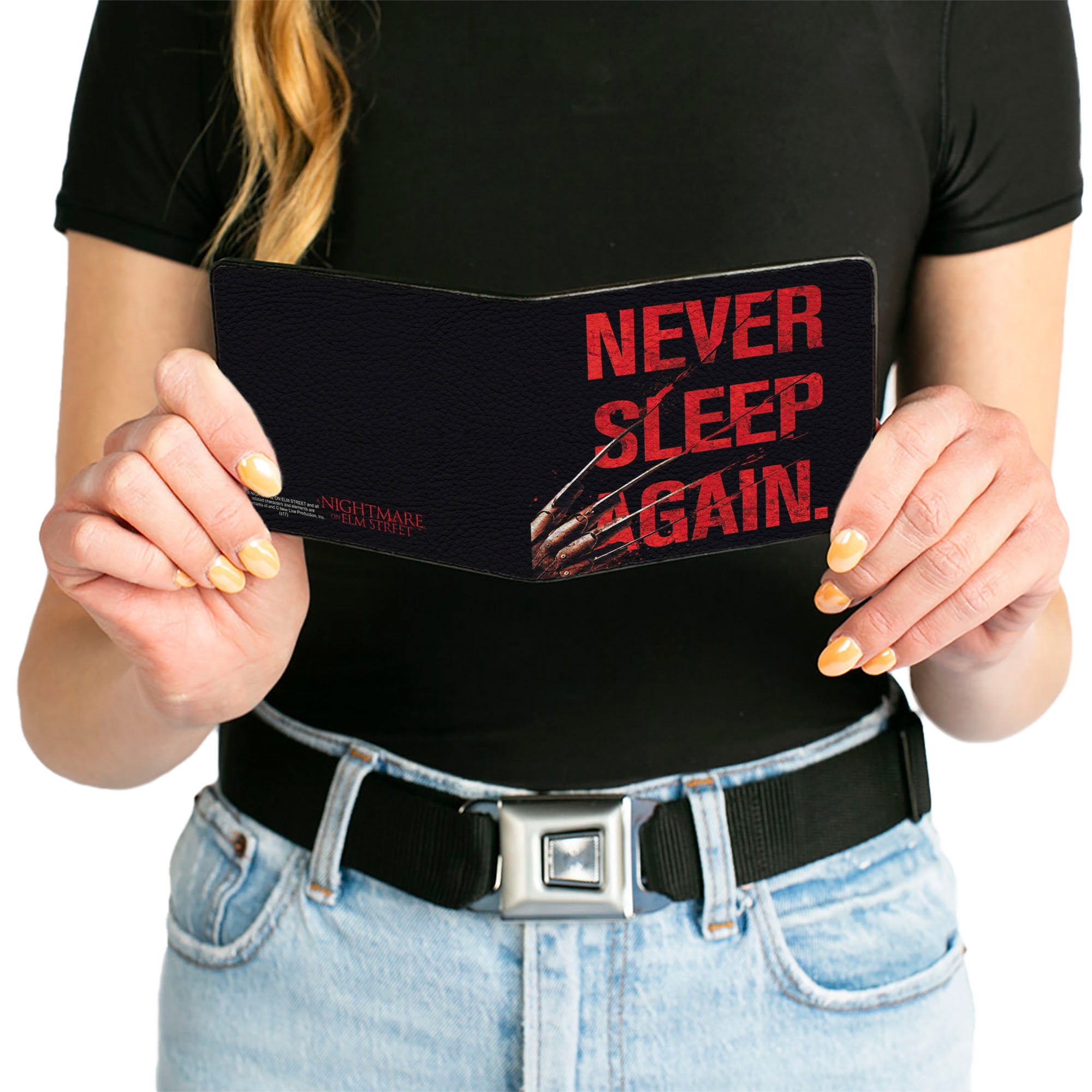 Bi-Fold Wallet - Freddy's Hand NEVER SLEEP AGAIN + A NIGHTMARE ON ELM STREET Black Red Bi-Fold Wallets A Nightmare on Elm Street