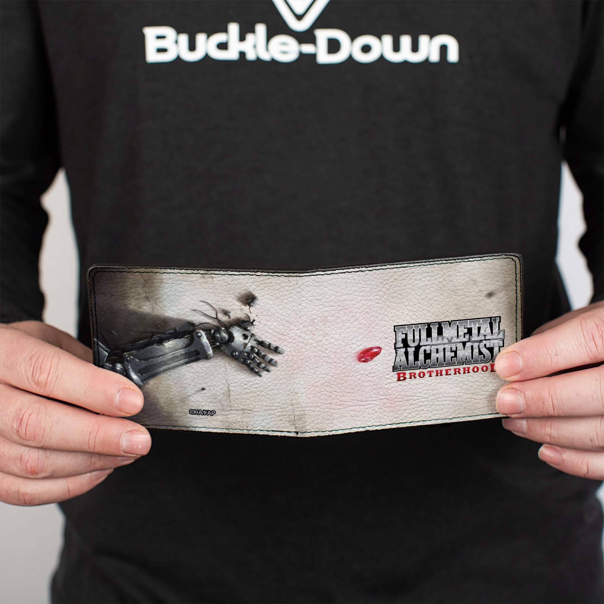 Bi-Fold Wallet - FULLMETAL ALCHEMIST BROTHERHOOD Edward Elric's Automail Arm and Title Logo Beige Bi-Fold Wallets Fullmetal Alchemist