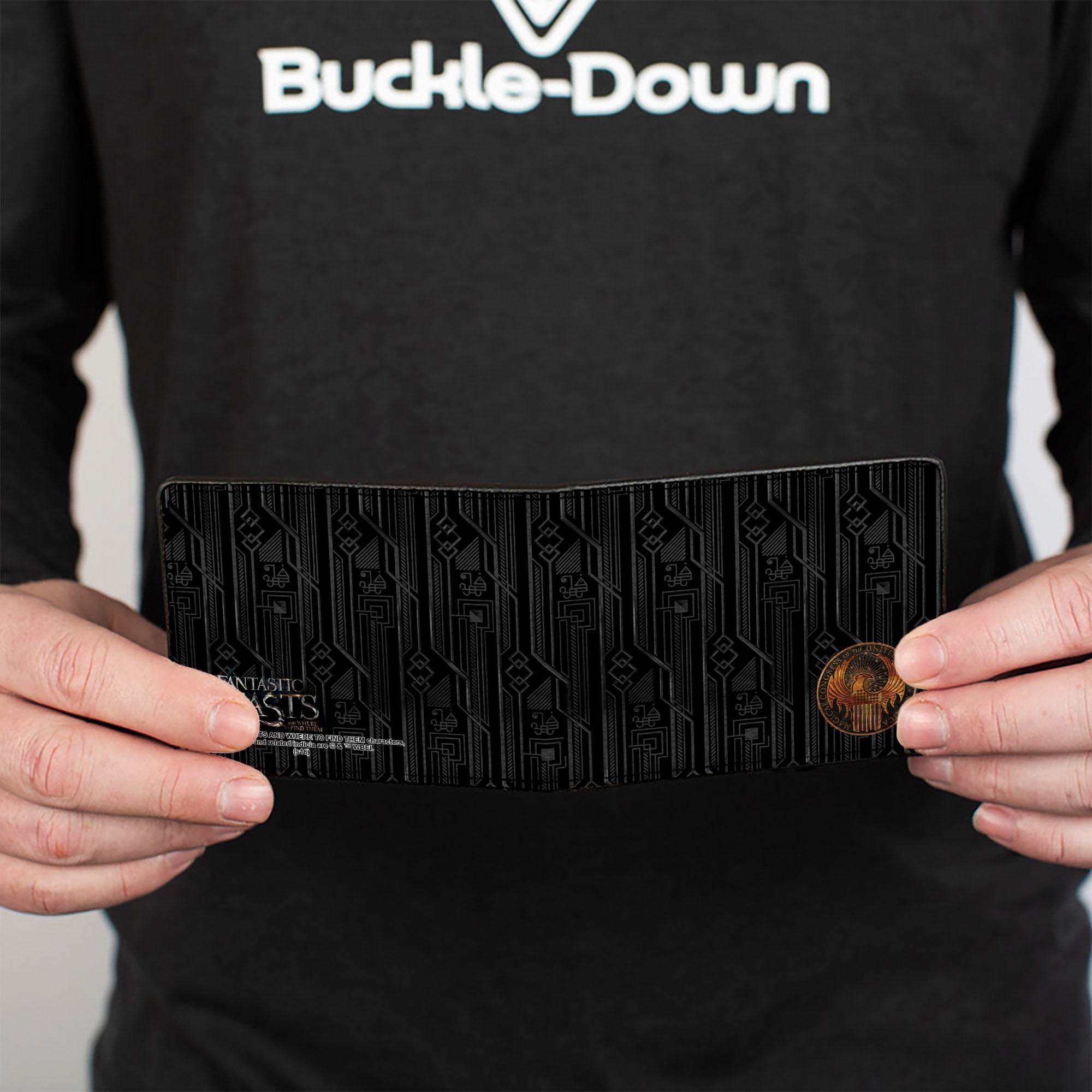 Bi-Fold Wallet - MACUSA Seal Black Gold + FBAWTFT Logo Grays Gold Bi-Fold Wallets Fantastic Beasts and Where to Find Them