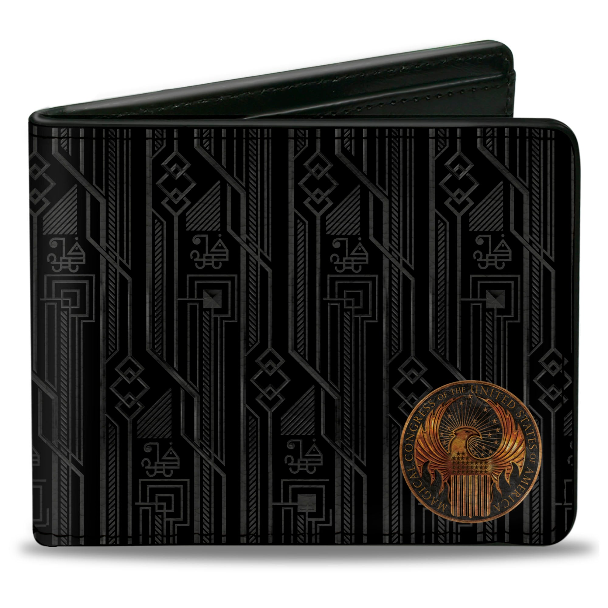 Bi-Fold Wallet - MACUSA Seal Black Gold + FBAWTFT Logo Grays Gold Bi-Fold Wallets Fantastic Beasts and Where to Find Them
