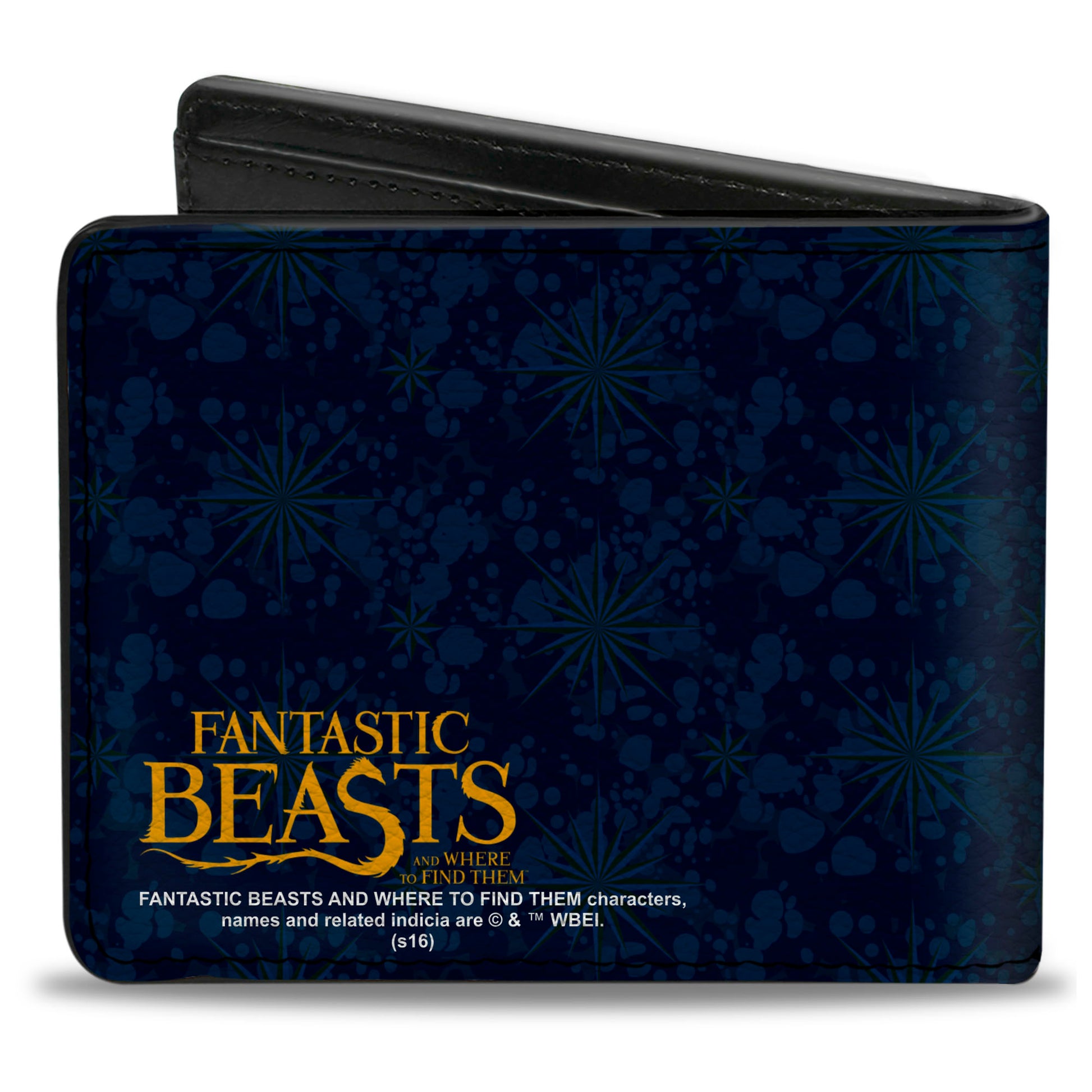 Bi-Fold Wallet - NEWT SCAMANDER NS Monogram + FBAWTFT Logo Blues Gold Bi-Fold Wallets Fantastic Beasts and Where to Find Them