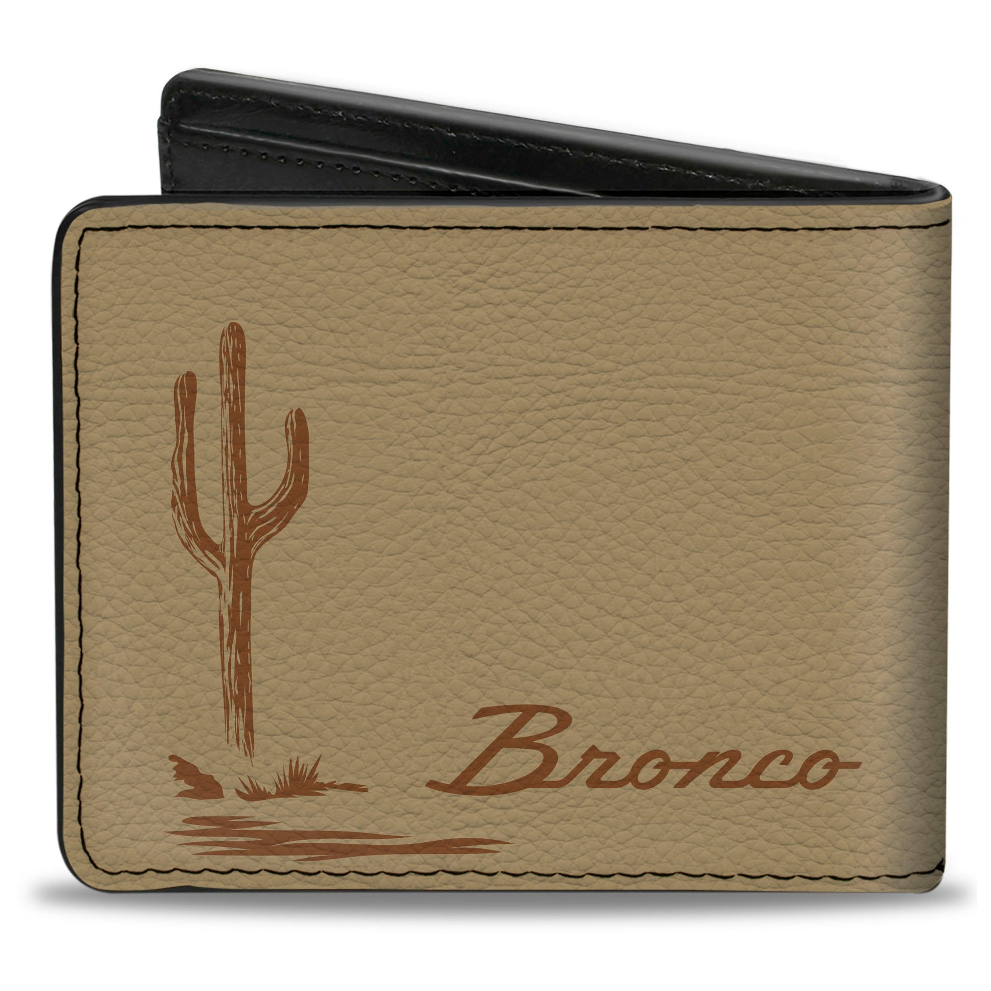 Bi-Fold Wallet - Ford Bucking Bronco Desert Scene and Logo Browns Bi-Fold Wallets Ford