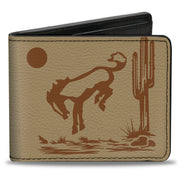 Bi-Fold Wallet - Ford Bucking Bronco Desert Scene and Logo Browns Bi-Fold Wallets Ford