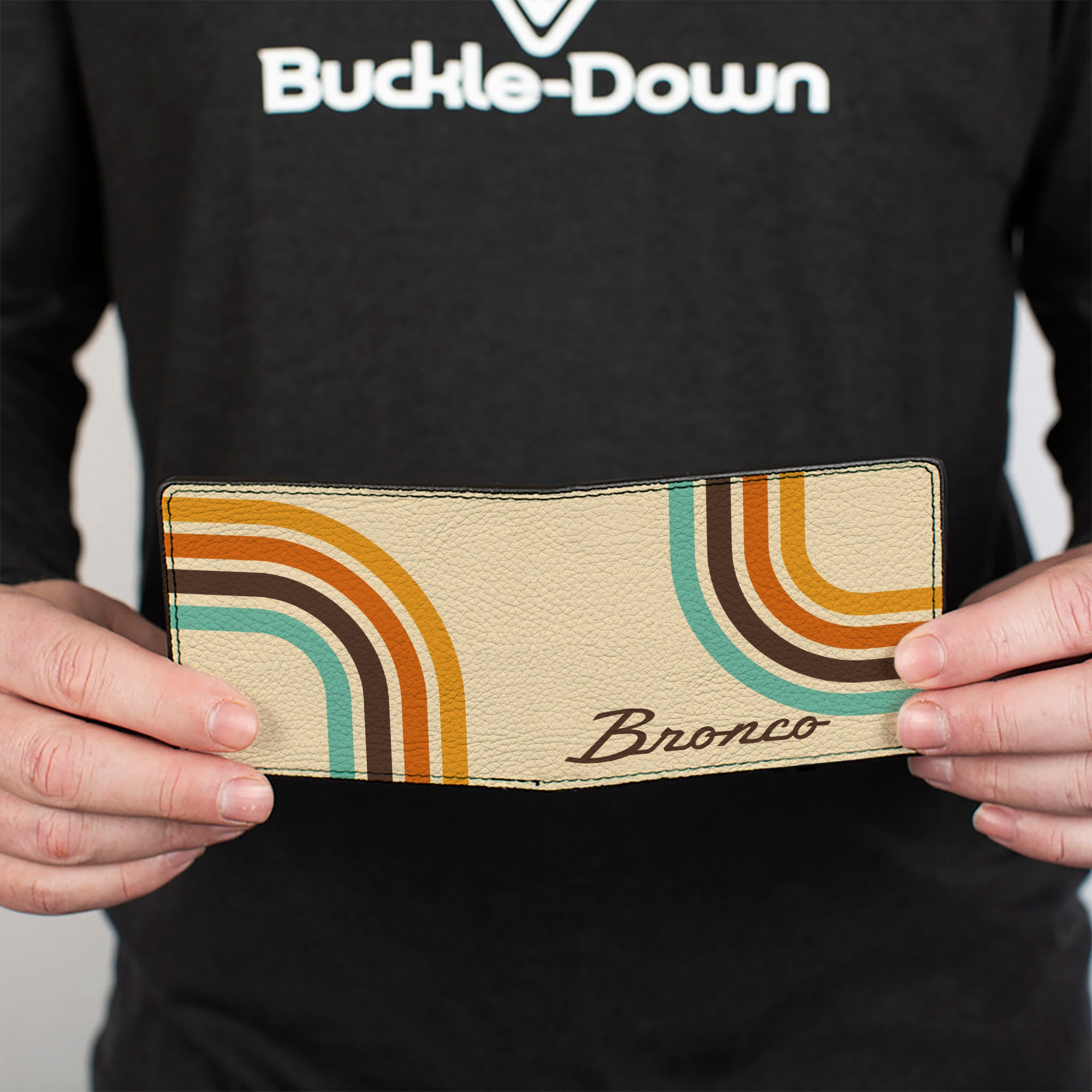 Bi-Fold Wallet - Ford BRONCO Script Lines Beige/Brown/Blue/Orange Bi-Fold Wallets Ford