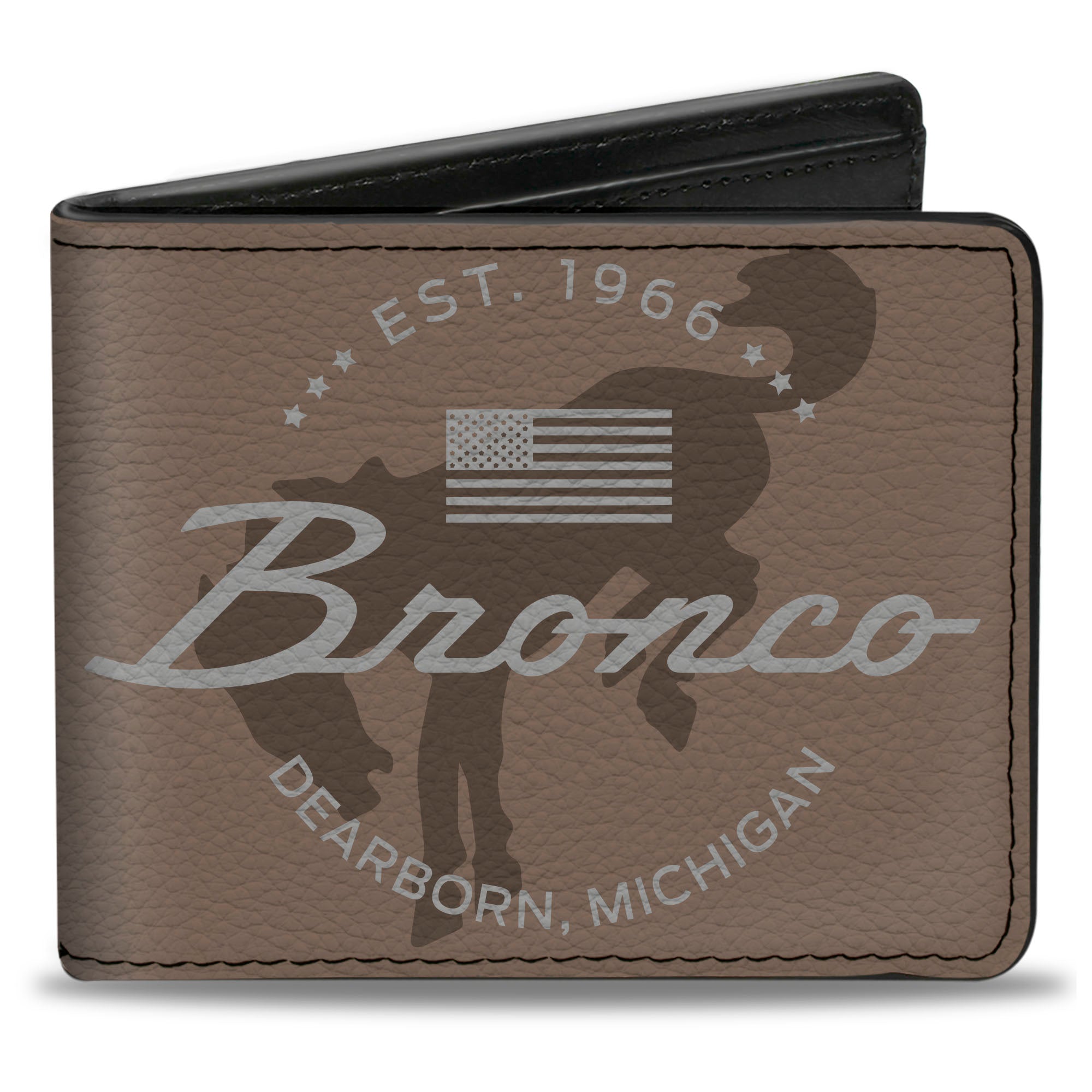 Bi-Fold Wallet - Ford Bucking Bronco Icon Established Brand Logo Brown ...