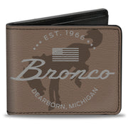 Bi-Fold Wallet - Ford Bucking Bronco Icon Established Brand Logo Browns/White Bi-Fold Wallets Ford