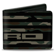 Bi-Fold Wallet - FORD Script Americana Flag Weathered Camo Olive Black Tan Bi-Fold Wallets Ford