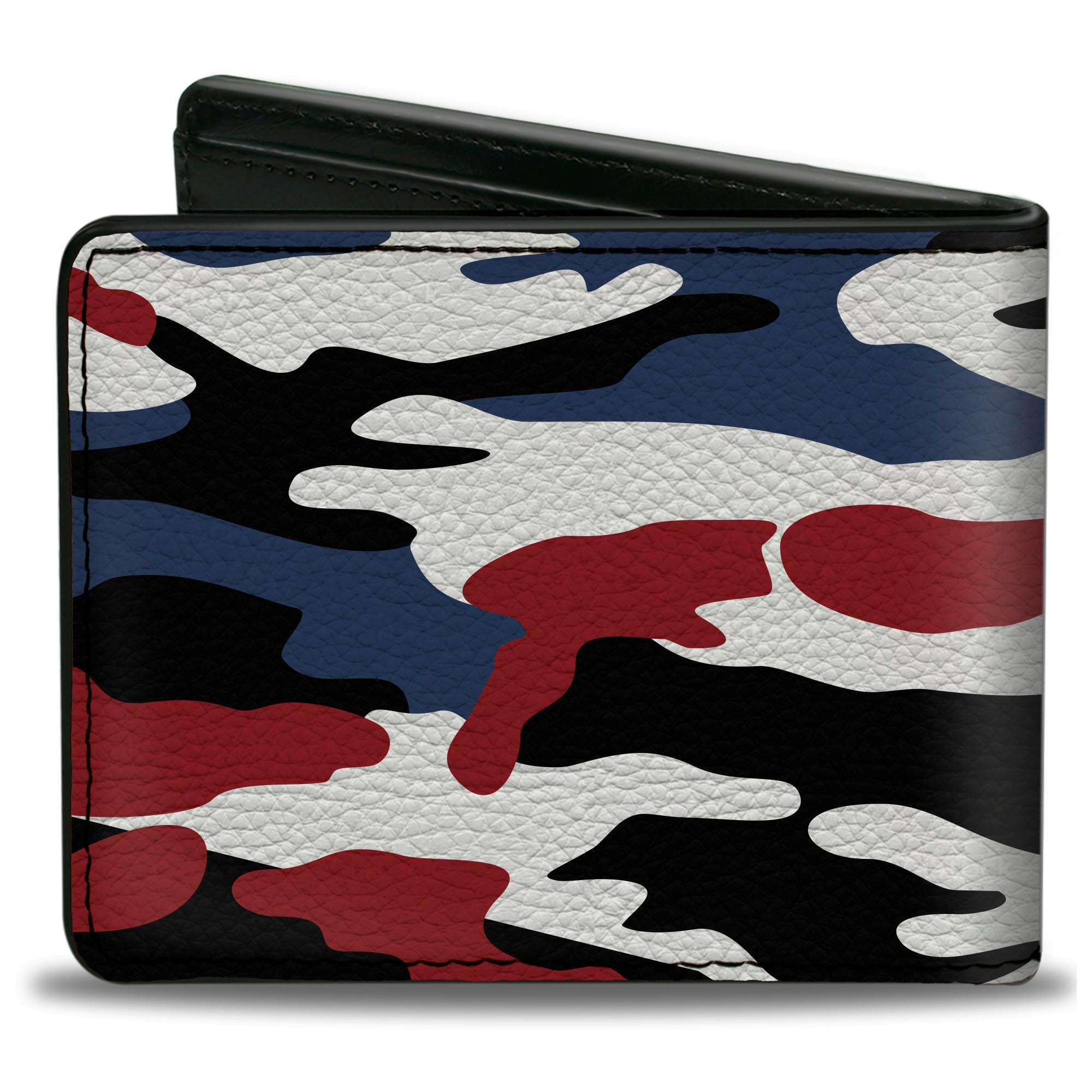 Bi-Fold Wallet - FORD Text + Americana Camo Black White Red Blue Bi-Fold Wallets Ford