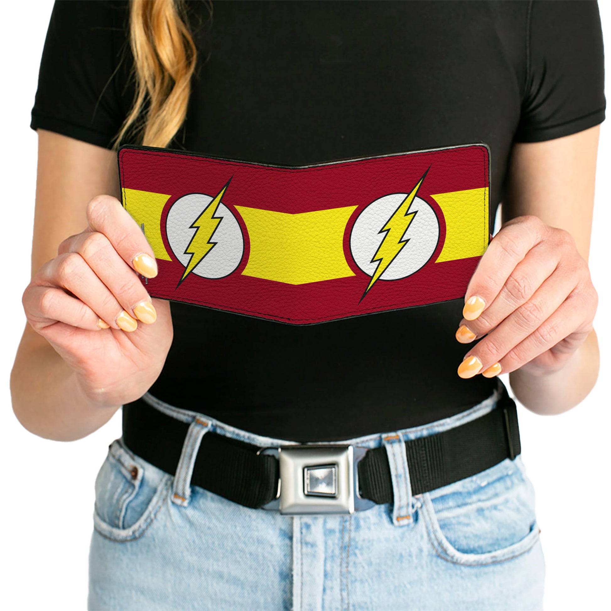 Bi-Fold Wallet - Flash Logo Stripe Red White Yellow Bi-Fold Wallets DC Comics