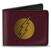 Bi-Fold Wallet - Flash Logo12 Mesh Lattice Burgundy Black Gold Bi-Fold Wallets DC Comics