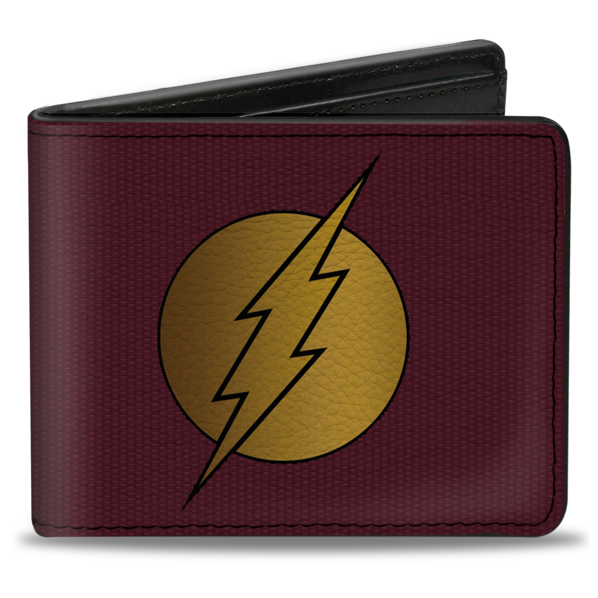 Bi-Fold Wallet - Flash Logo12 Mesh Lattice Burgundy Black Gold Bi-Fold Wallets DC Comics
