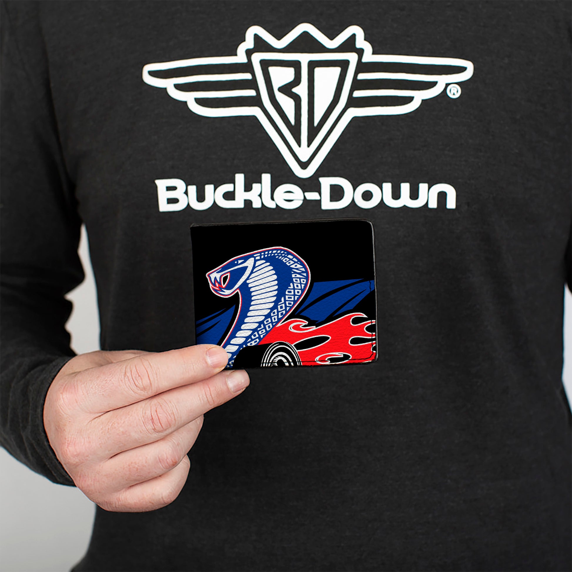 Bi-Fold Wallet - Flaming Cobra Jet Black Blue White Red Bi-Fold Wallets Ford