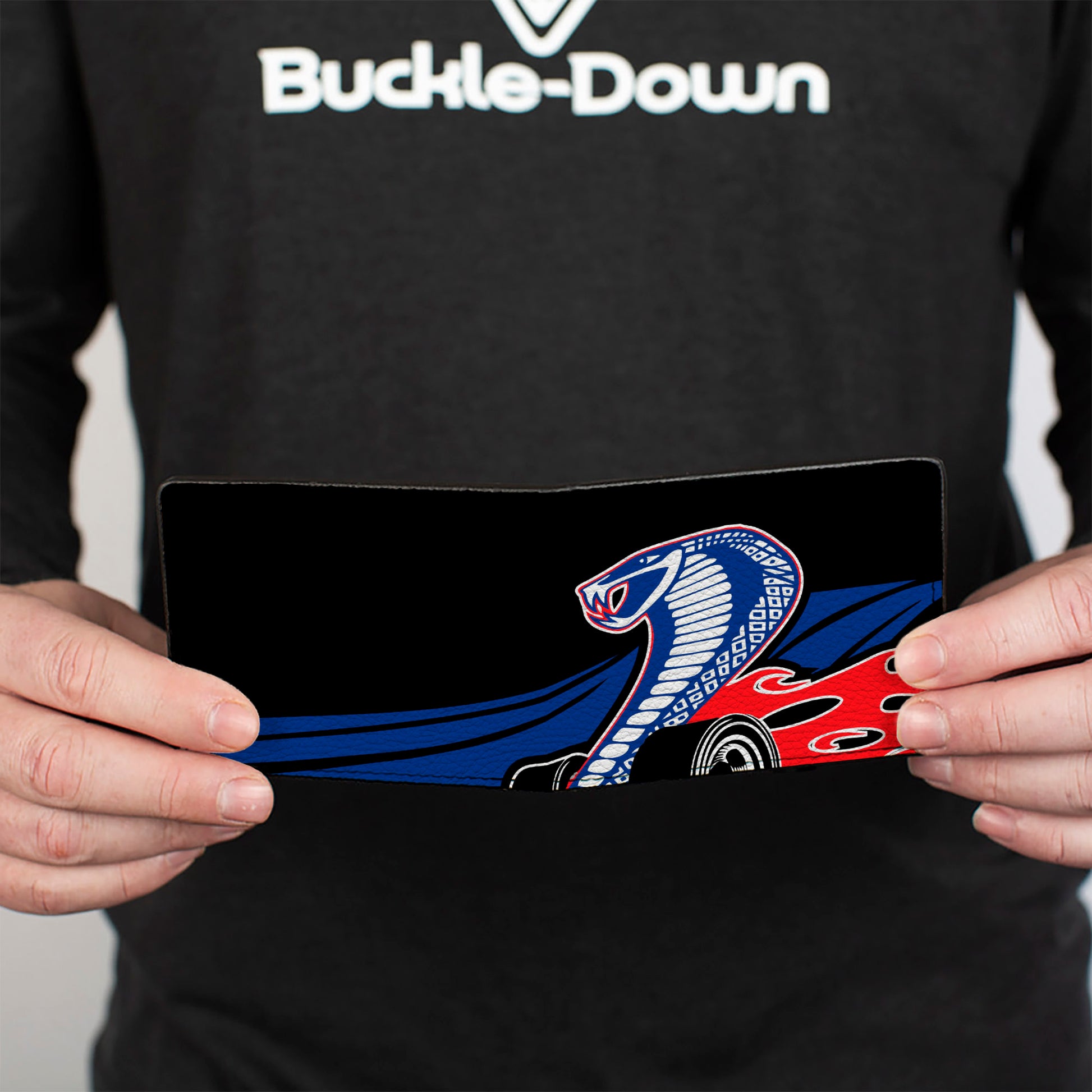 Bi-Fold Wallet - Flaming Cobra Jet Black Blue White Red Bi-Fold Wallets Ford