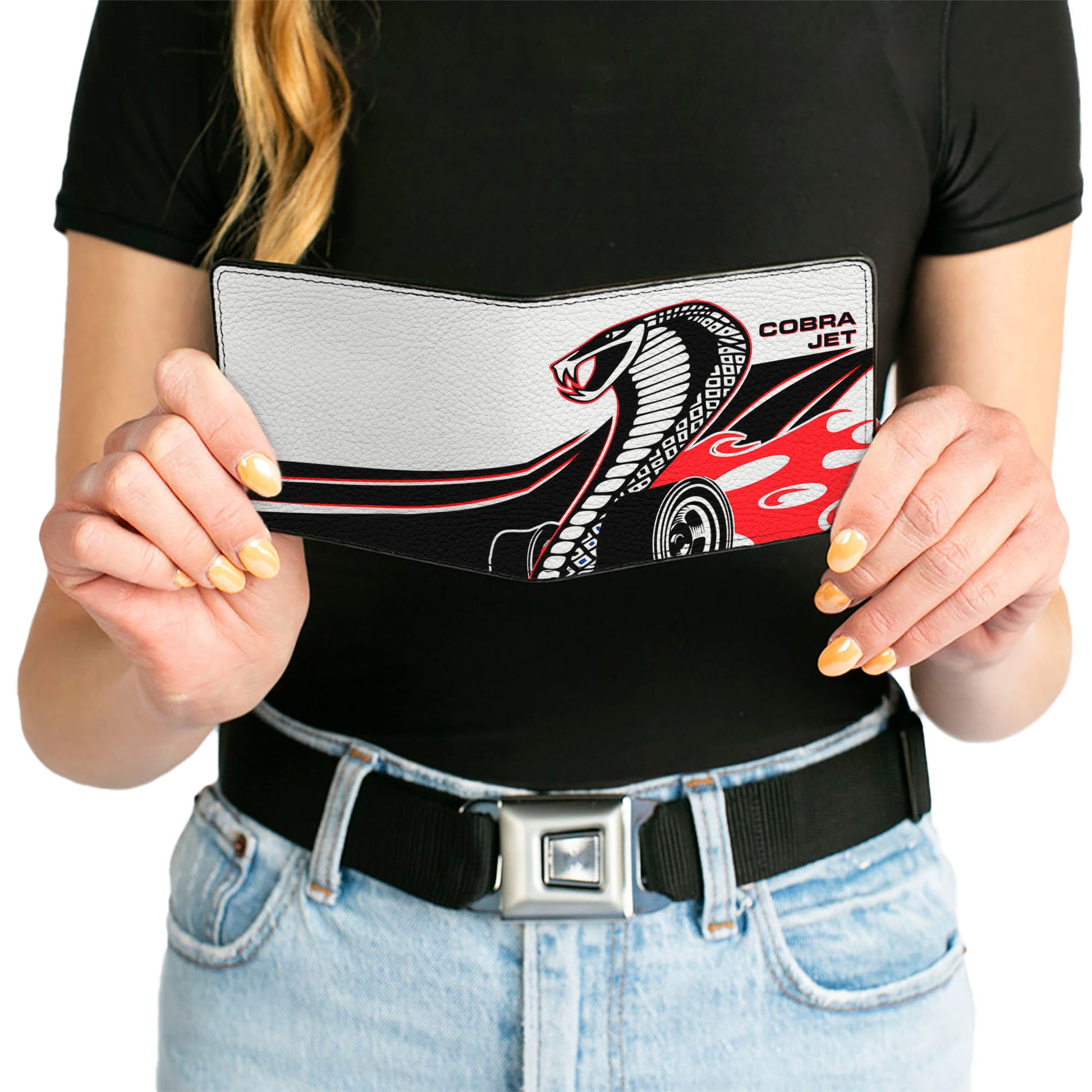 Bi-Fold Wallet - COBRA JET Flaming Cobra White Black Red Blue Bi-Fold Wallets Ford