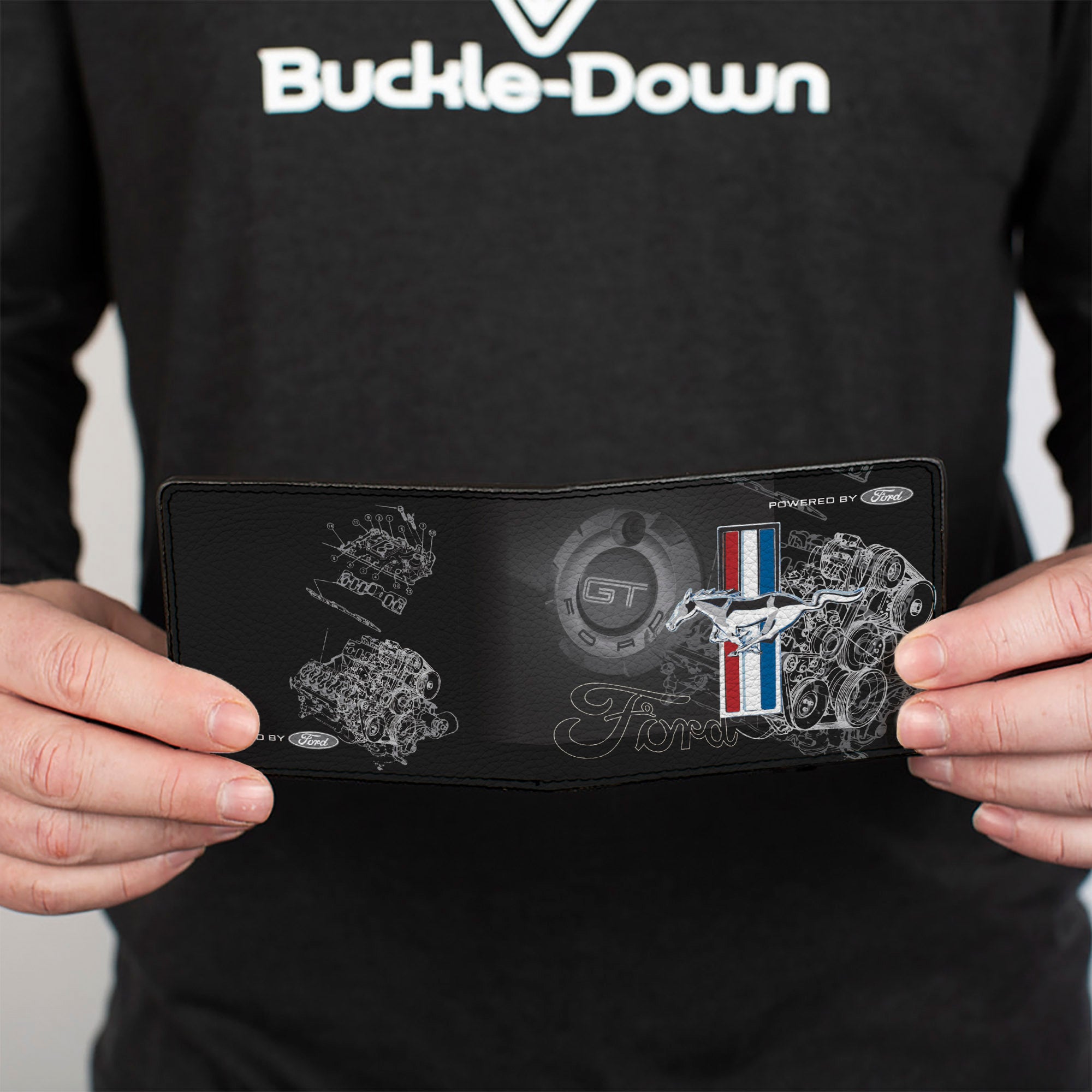 Bi-Fold Wallet - Mustang Tri-Bar Stripe GT Motor Blueprint Bi-Fold Wallets Ford