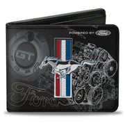 Bi-Fold Wallet - Mustang Tri-Bar Stripe GT Motor Blueprint Bi-Fold Wallets Ford