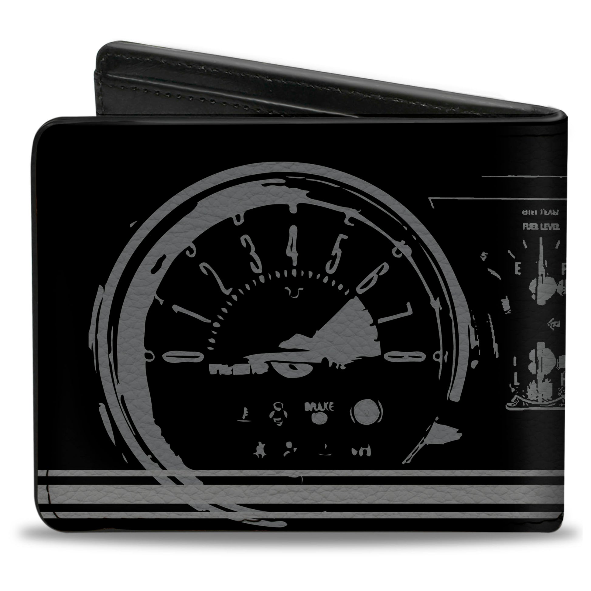 Bi-Fold Wallet - Ford Mustang 1965 Control Panel Black Silver Red Bi-Fold Wallets Ford