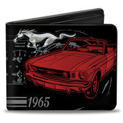 Bi-Fold Wallet - Ford Mustang 1965 Control Panel Black Silver Red Bi-Fold Wallets Ford