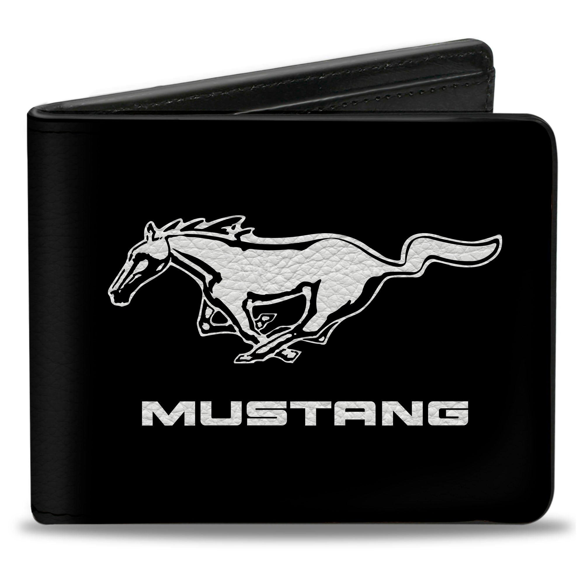 Bi-Fold Wallet - Mustang TEXT Black White Logo CENTERED Bi-Fold Wallets Ford