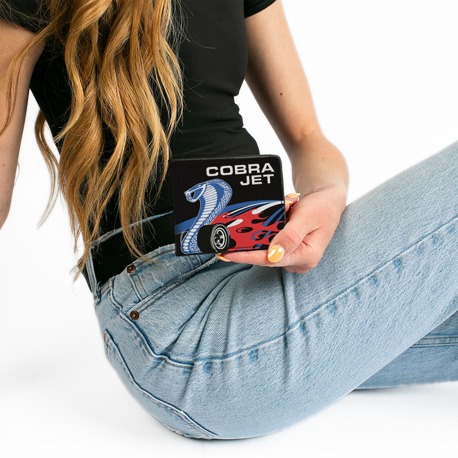 Bi-Fold Wallet - COBRA JET Logo + FORD Oval Black Blue White Red Bi-Fold Wallets Ford