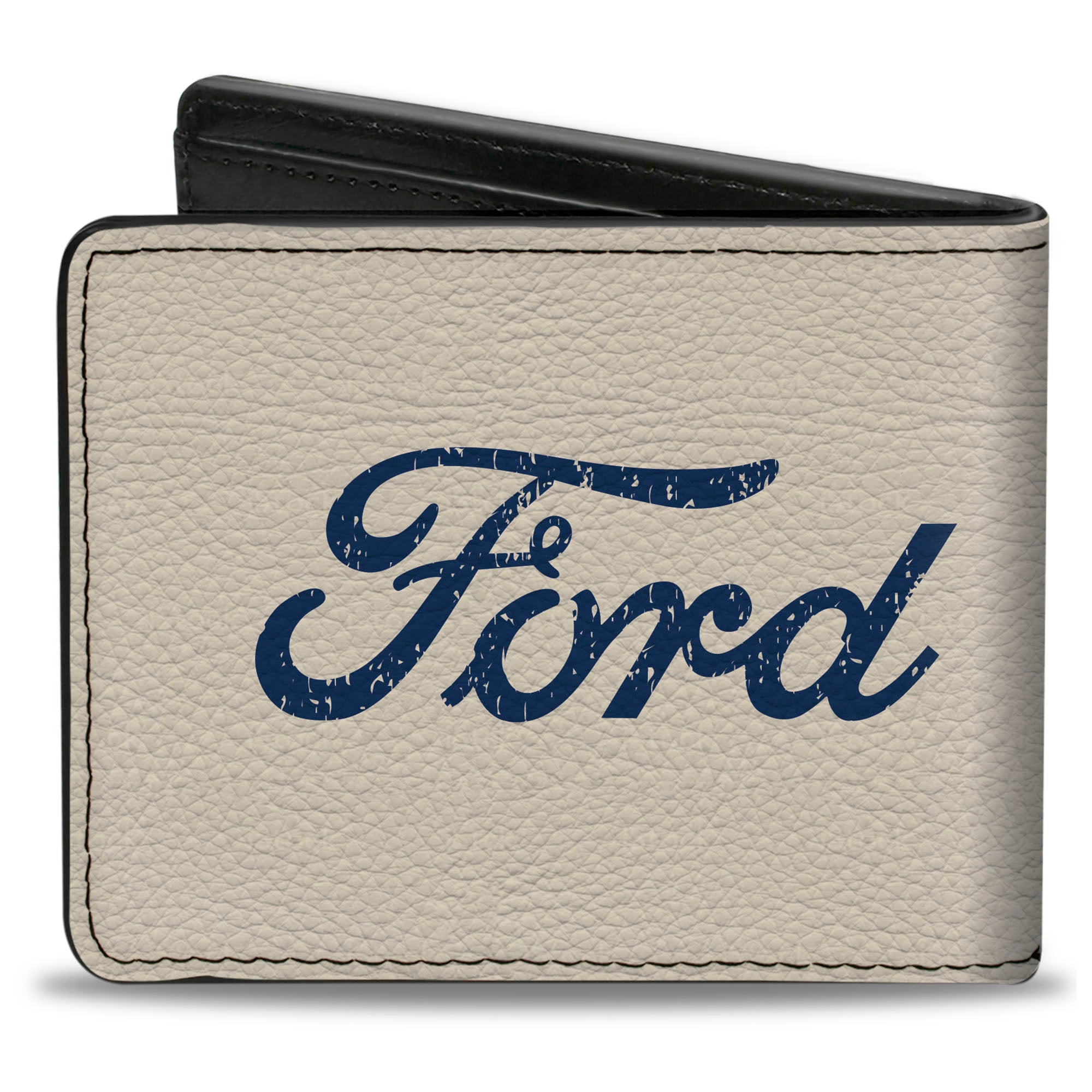 Bi-Fold Wallet - Vintage Cobra Jet Logo COBRA Stars + FORD Script Ivory Navy Red Bi-Fold Wallets Ford