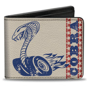 Bi-Fold Wallet - Vintage Cobra Jet Logo COBRA Stars + FORD Script Ivory Navy Red Bi-Fold Wallets Ford