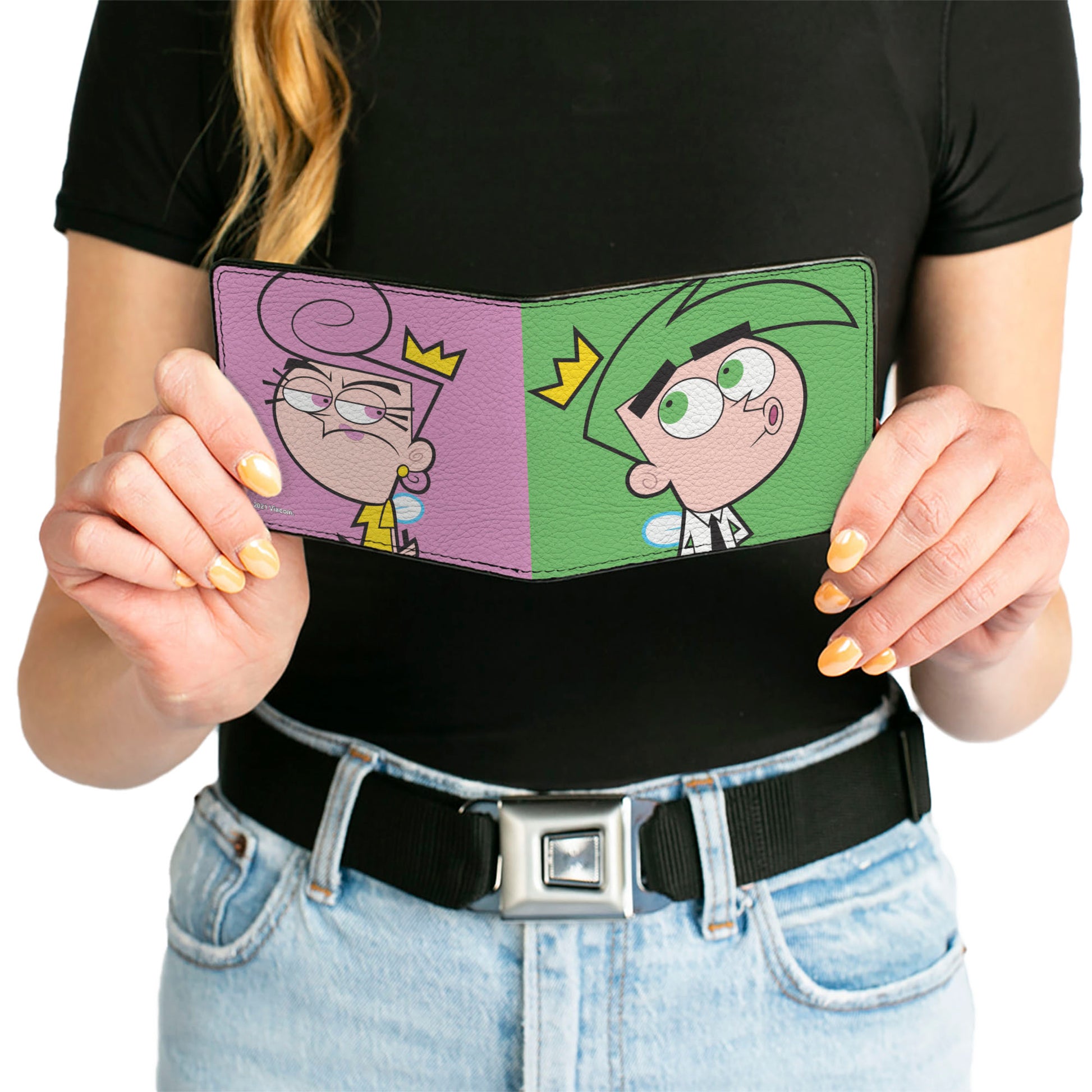 Bi-Fold Wallet - The Fairly OddParents Cosmo Green + Wanda Pink Poses Bi-Fold Wallets The Fairly OddParents