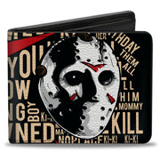 Bi-Fold Wallet - FRIDAY THE 13th Jason Mask4 and Title Logo with Quotes Typography Black Bi-Fold Wallets Friday the 13th