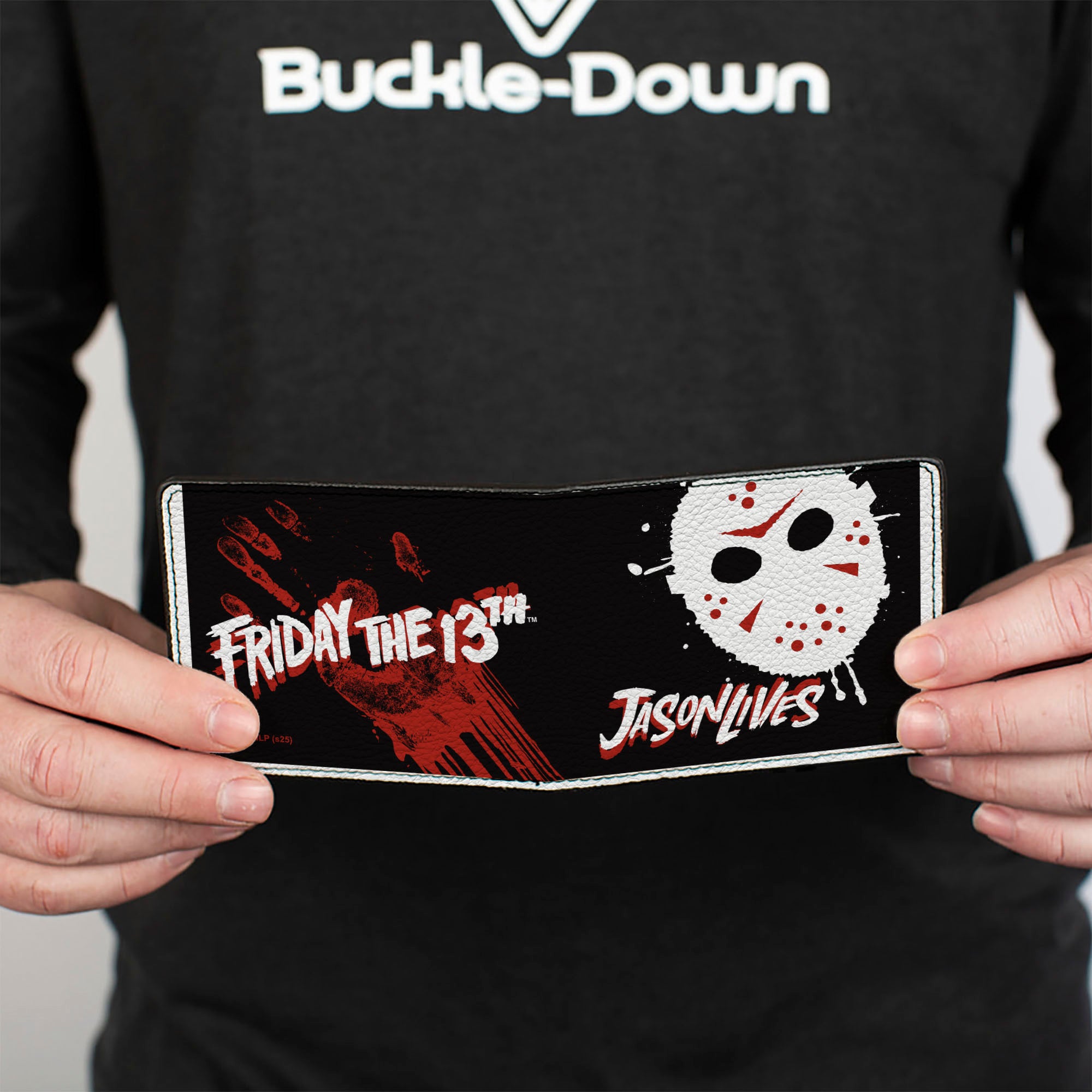 Bi-Fold Wallet - FRIDAY THE 13TH JASON LIVES with Hand Print and Mask Black/Red/White Bi-Fold Wallets Friday the 13th