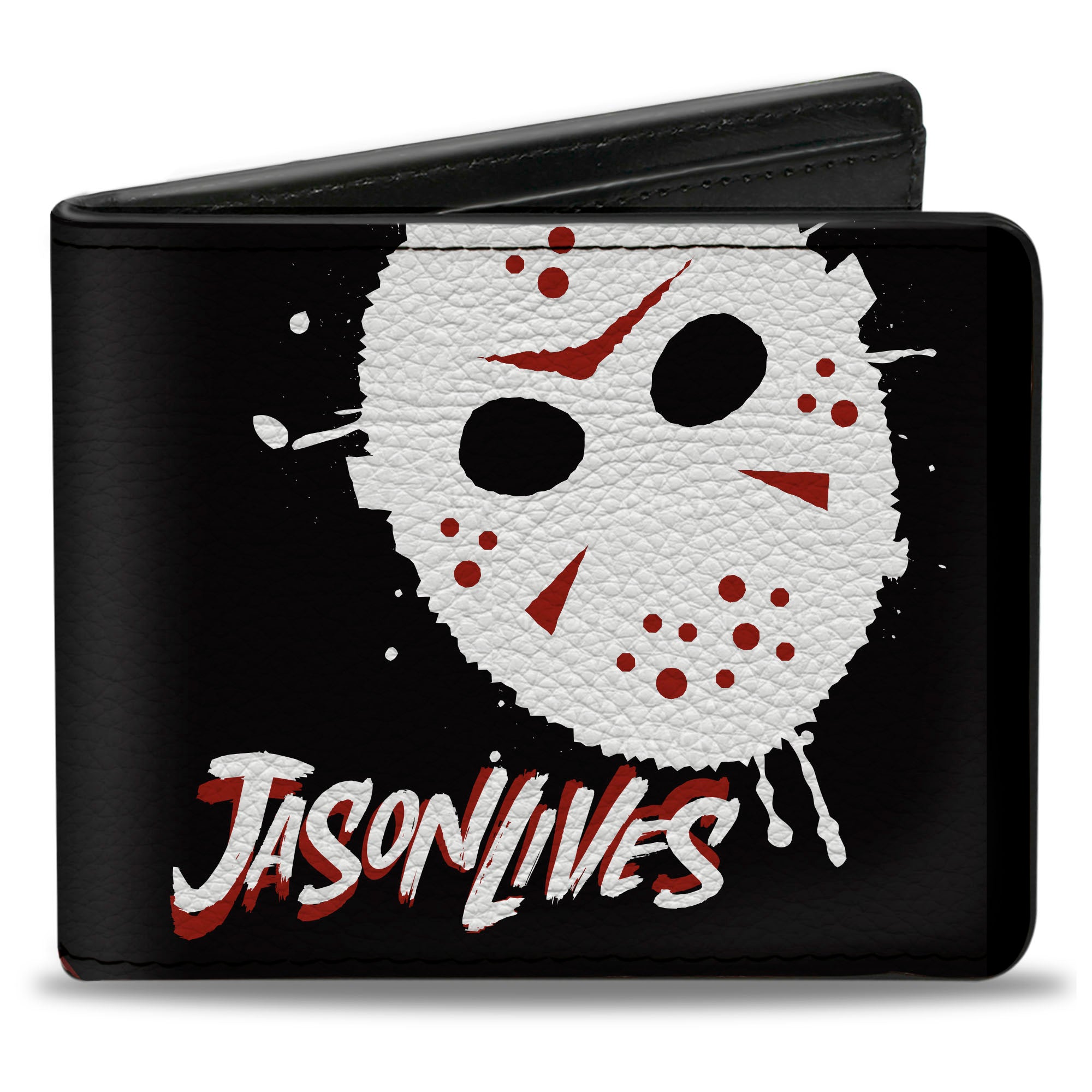 Bi-Fold Wallet - FRIDAY THE 13TH JASON LIVES with Hand Print and Mask Black/Red/White Bi-Fold Wallets Friday the 13th