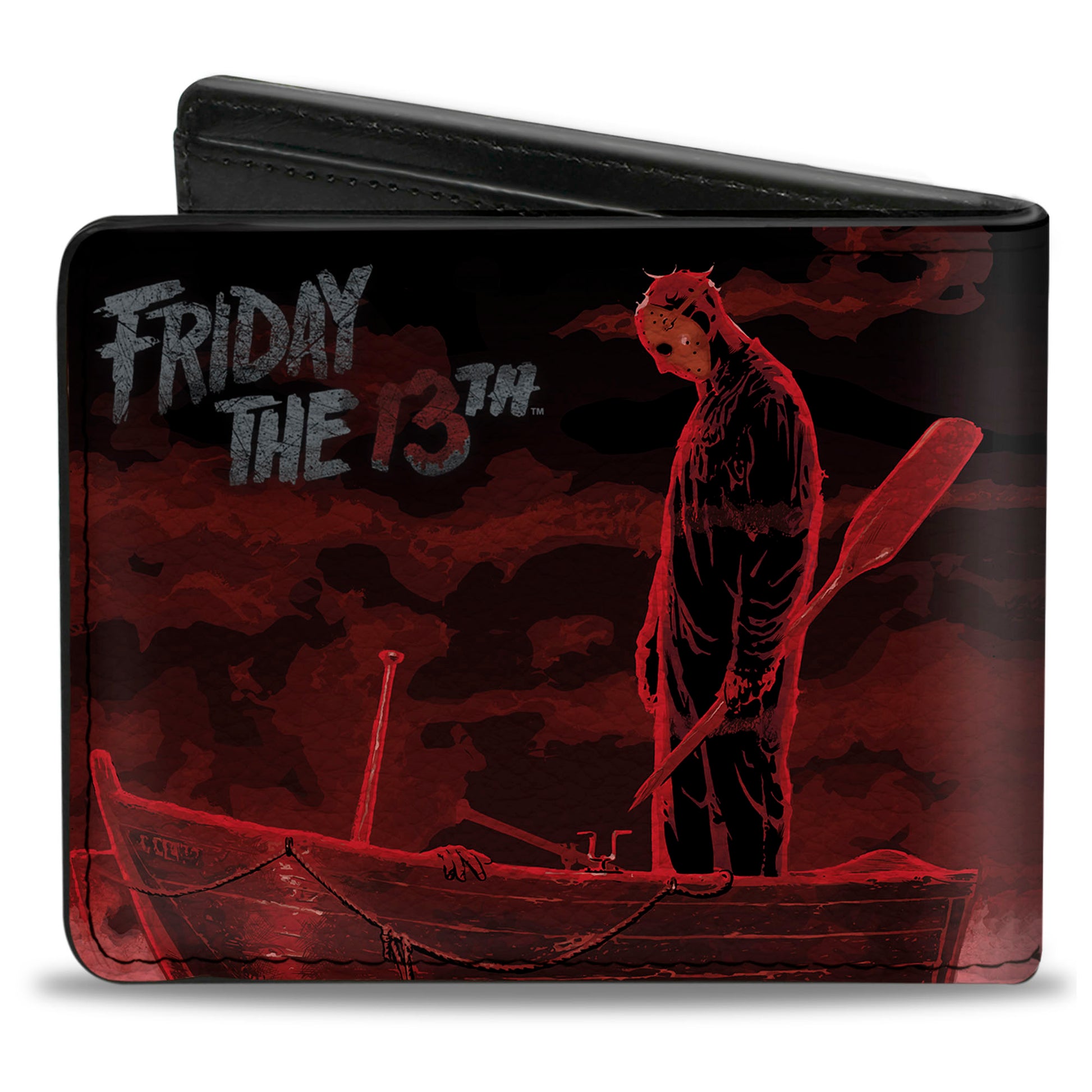 Bi-Fold Wallet - FRIDAY THE 13th Jason Boat Murder Black Reds White Bi-Fold Wallets Friday the 13th