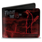 Bi-Fold Wallet - FRIDAY THE 13th Jason Boat Murder Black Reds White Bi-Fold Wallets Friday the 13th