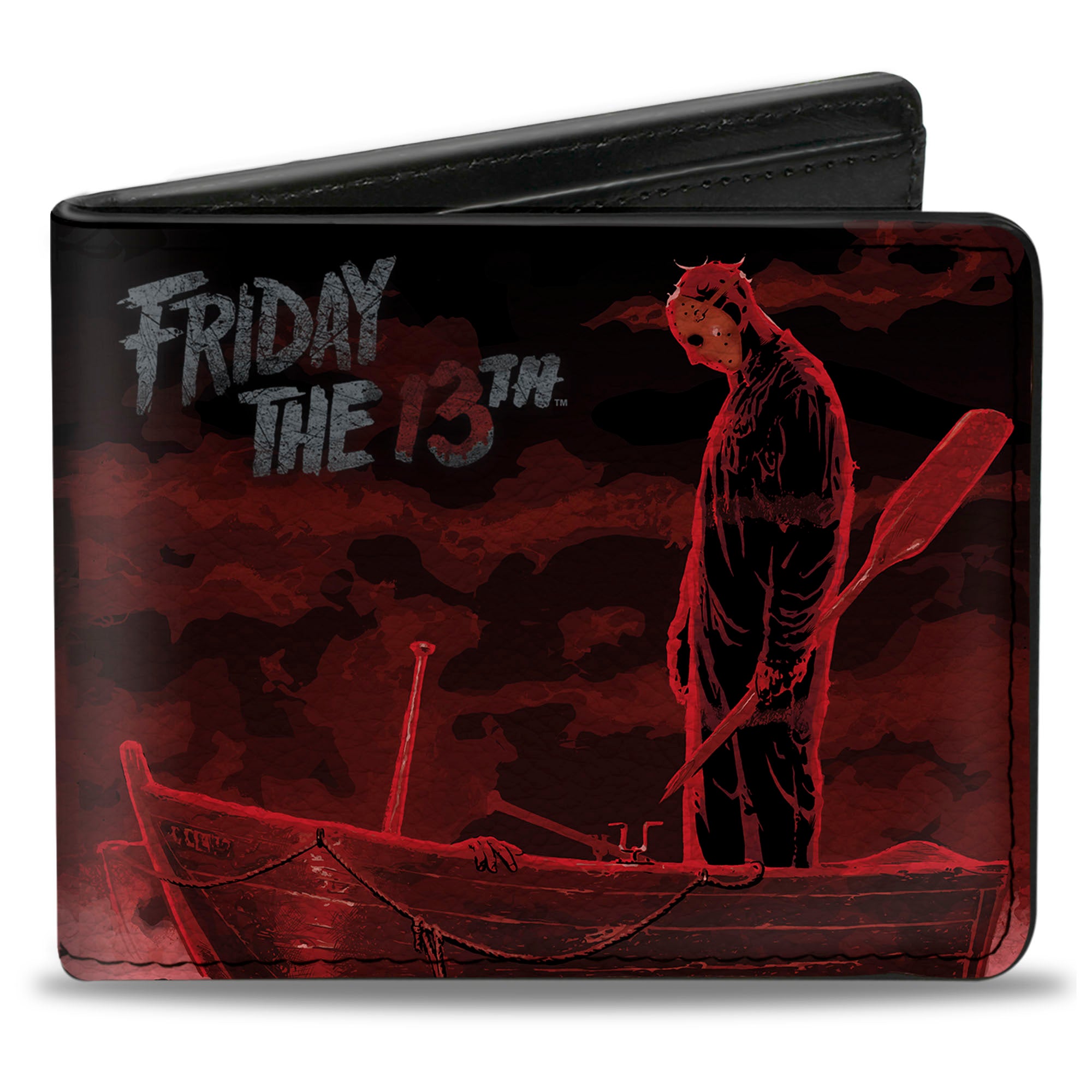 Bi-Fold Wallet - FRIDAY THE 13th Jason Boat Murder Black Reds White Bi-Fold Wallets Friday the 13th