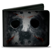 Bi-Fold Wallet - Jason Mask3 CLOSE-UP + FRIDAY THE 13th Black Grays Red Bi-Fold Wallets Friday the 13th