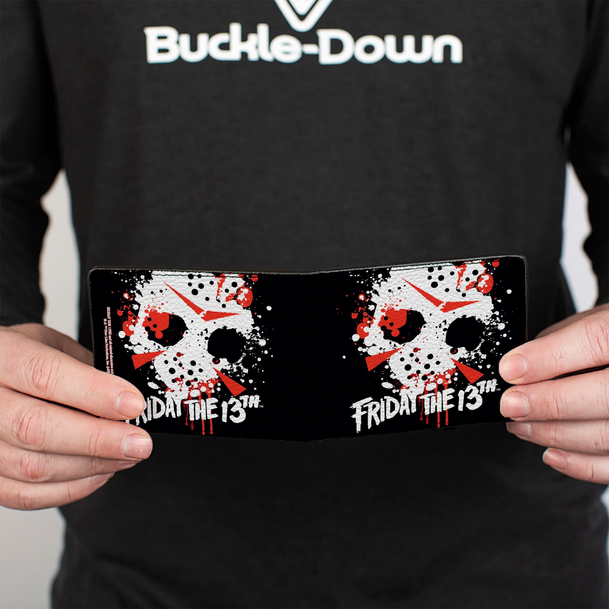 Bi-Fold Wallet - FRIDAY THE 13th Jason Mask 5 Splatter Black White Red Bi-Fold Wallets Friday the 13th