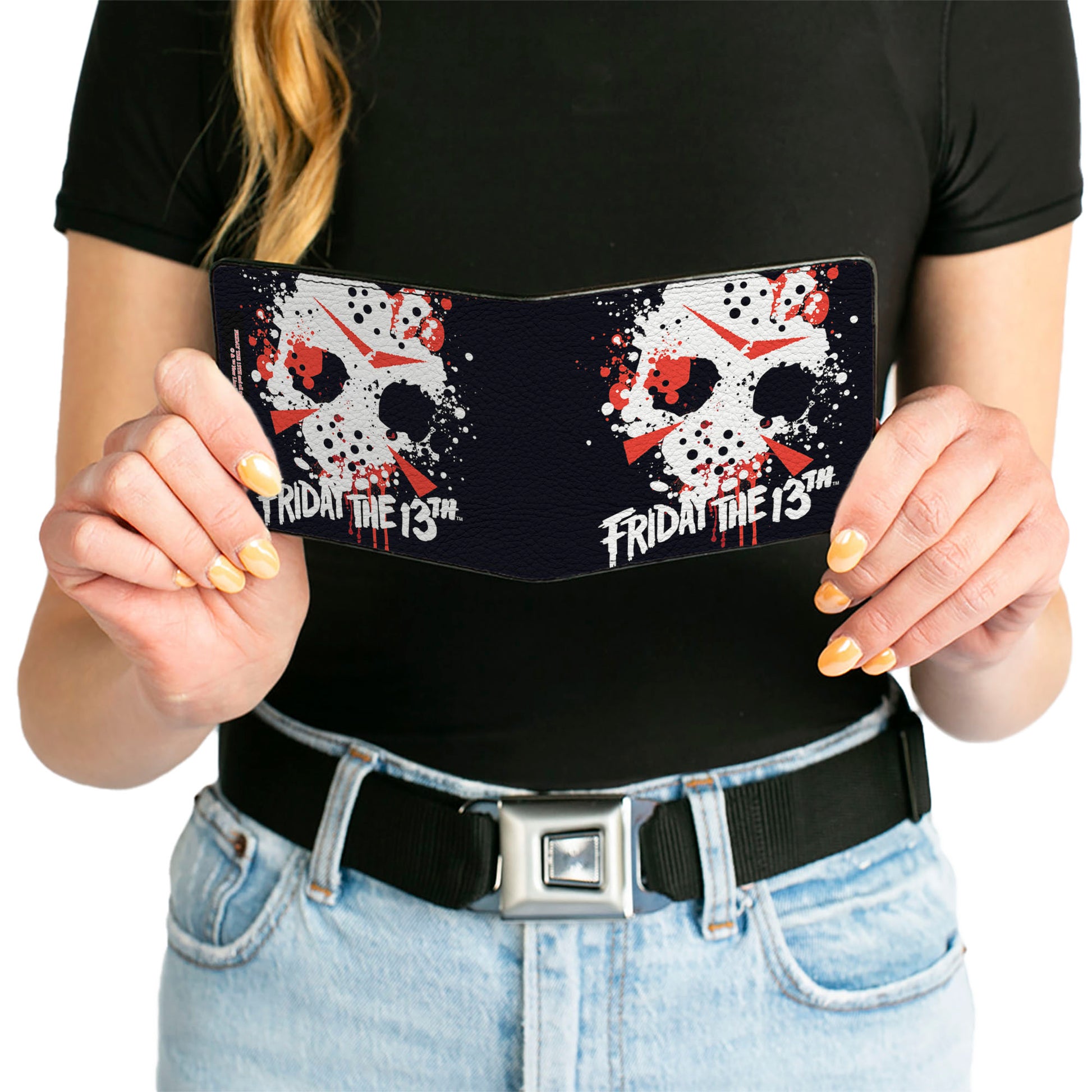 Bi-Fold Wallet - FRIDAY THE 13th Jason Mask 5 Splatter Black White Red Bi-Fold Wallets Friday the 13th