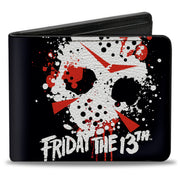 Bi-Fold Wallet - FRIDAY THE 13th Jason Mask 5 Splatter Black White Red Bi-Fold Wallets Friday the 13th