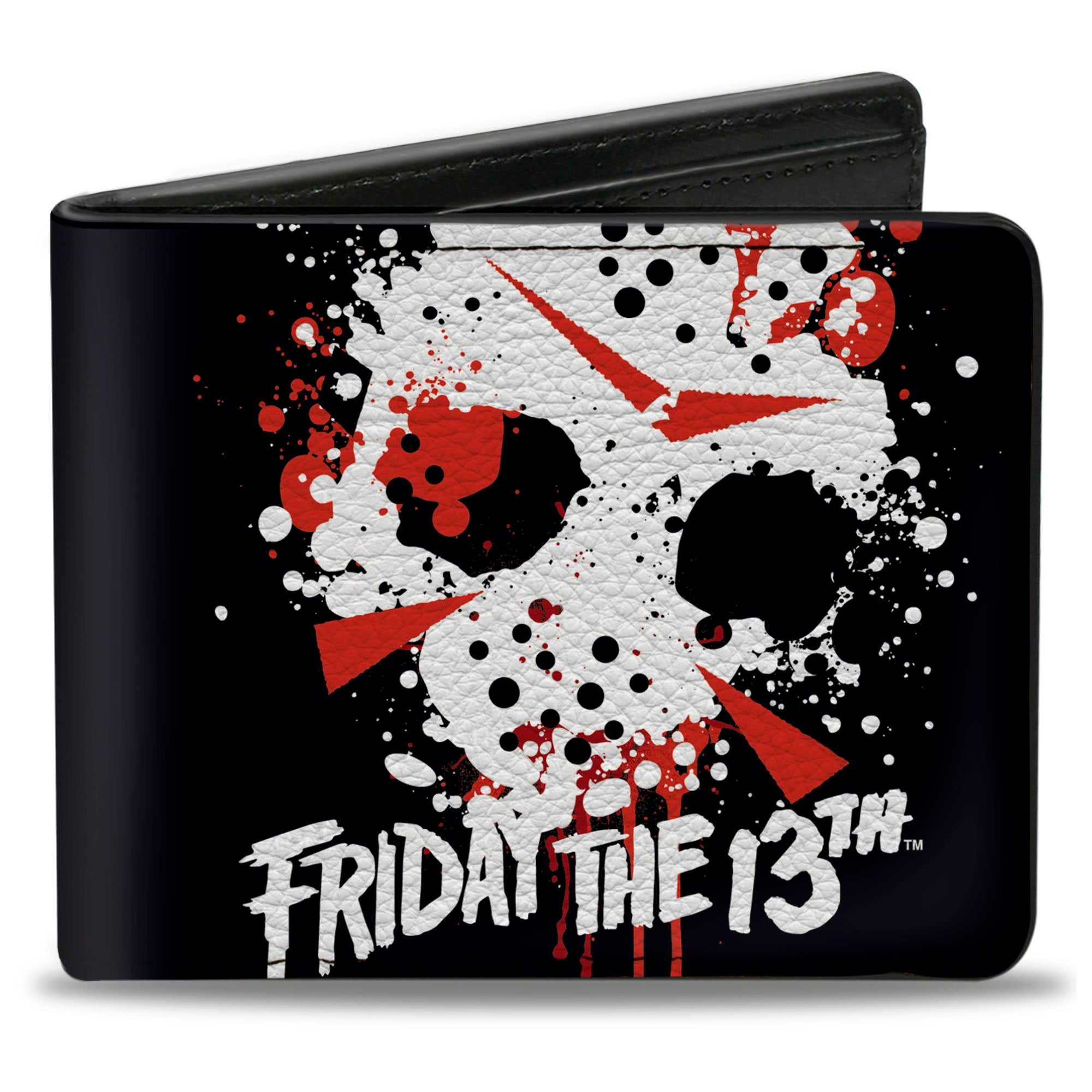 Bi-Fold Wallet - FRIDAY THE 13th Jason Mask 5 Splatter Black White Red Bi-Fold Wallets Friday the 13th