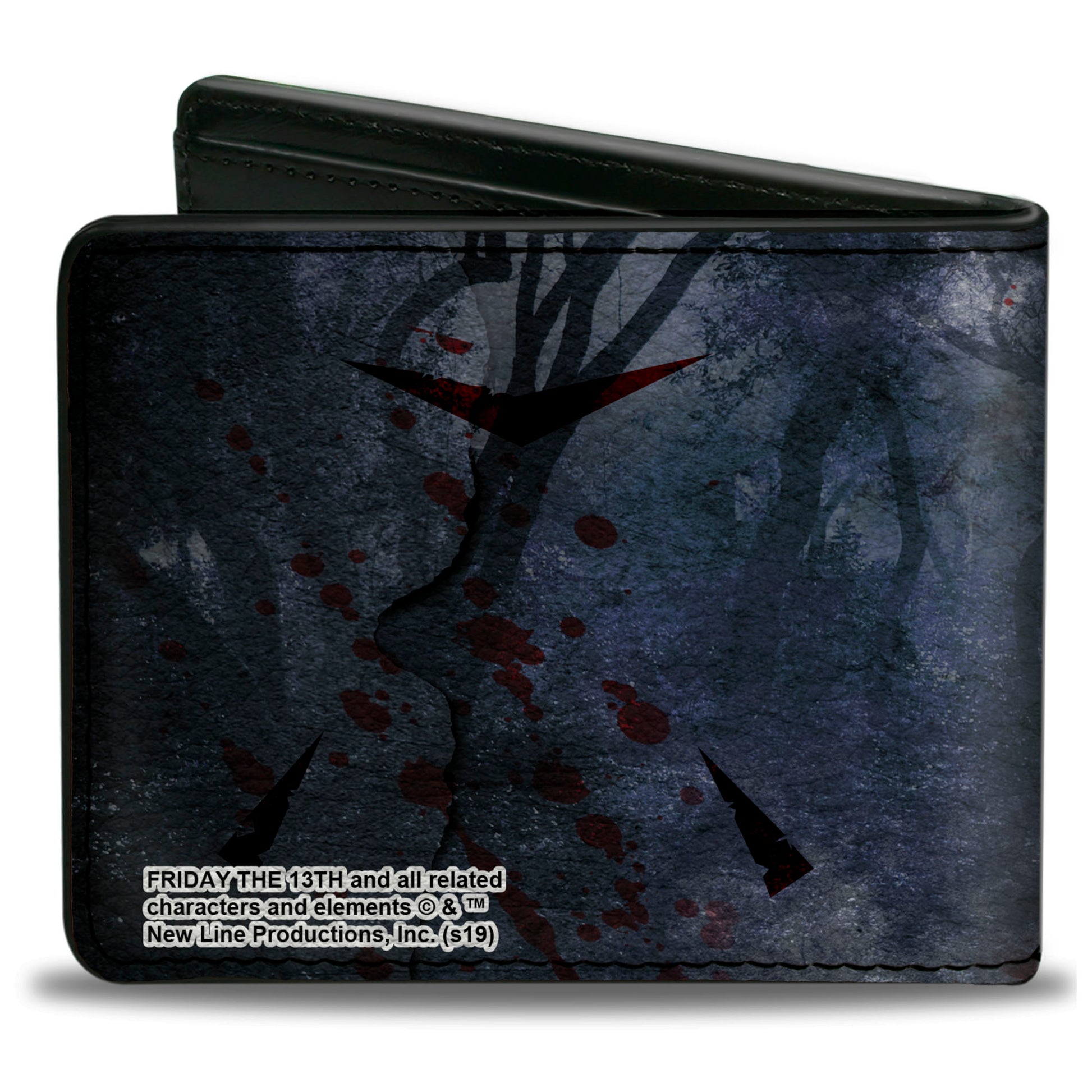 Bi-Fold Wallet - Friday the 13th WELCOME TO CAMP CRYSTAL LAKE Sign Trees Grays Blood Splatter Bi-Fold Wallets Friday the 13th